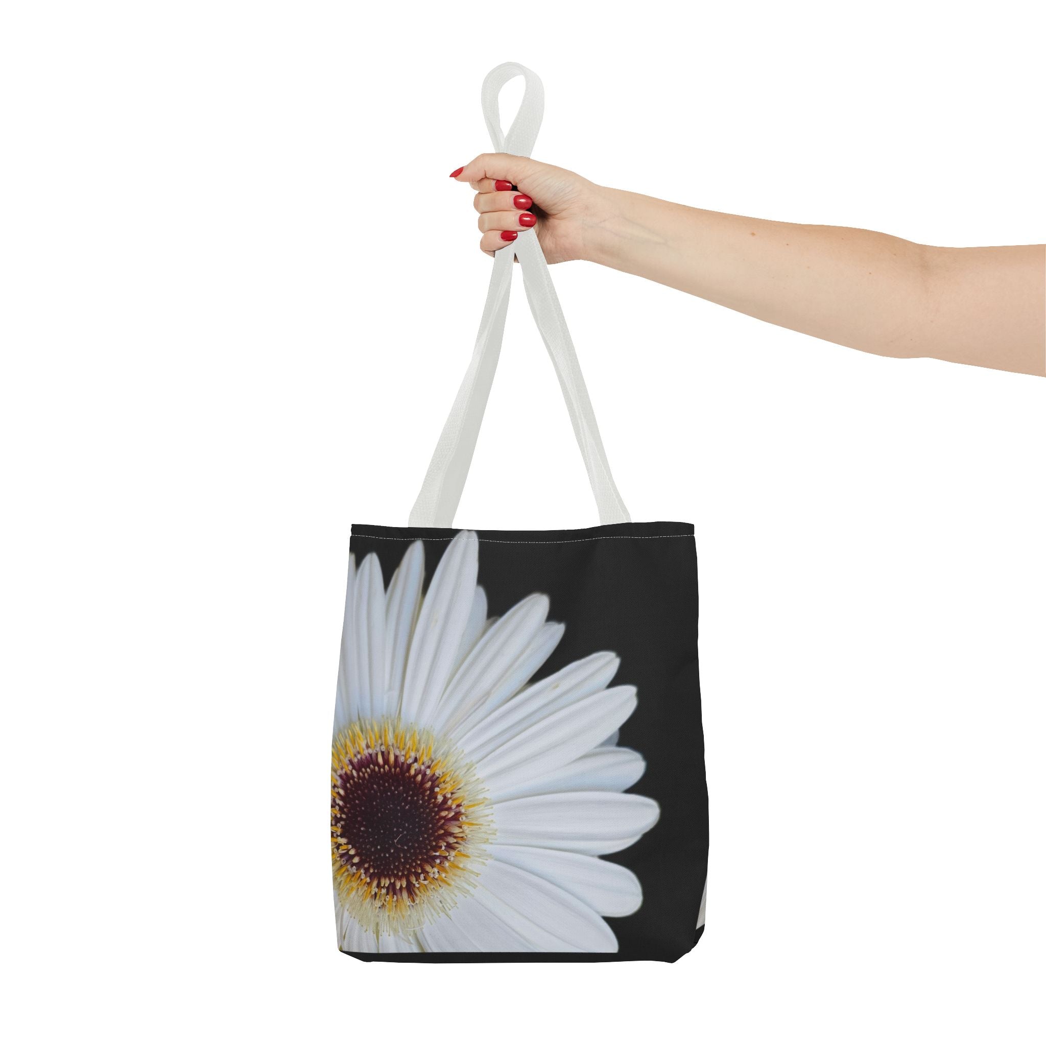 Daisy Corner Tote Bag — White Floral AOP Shopper