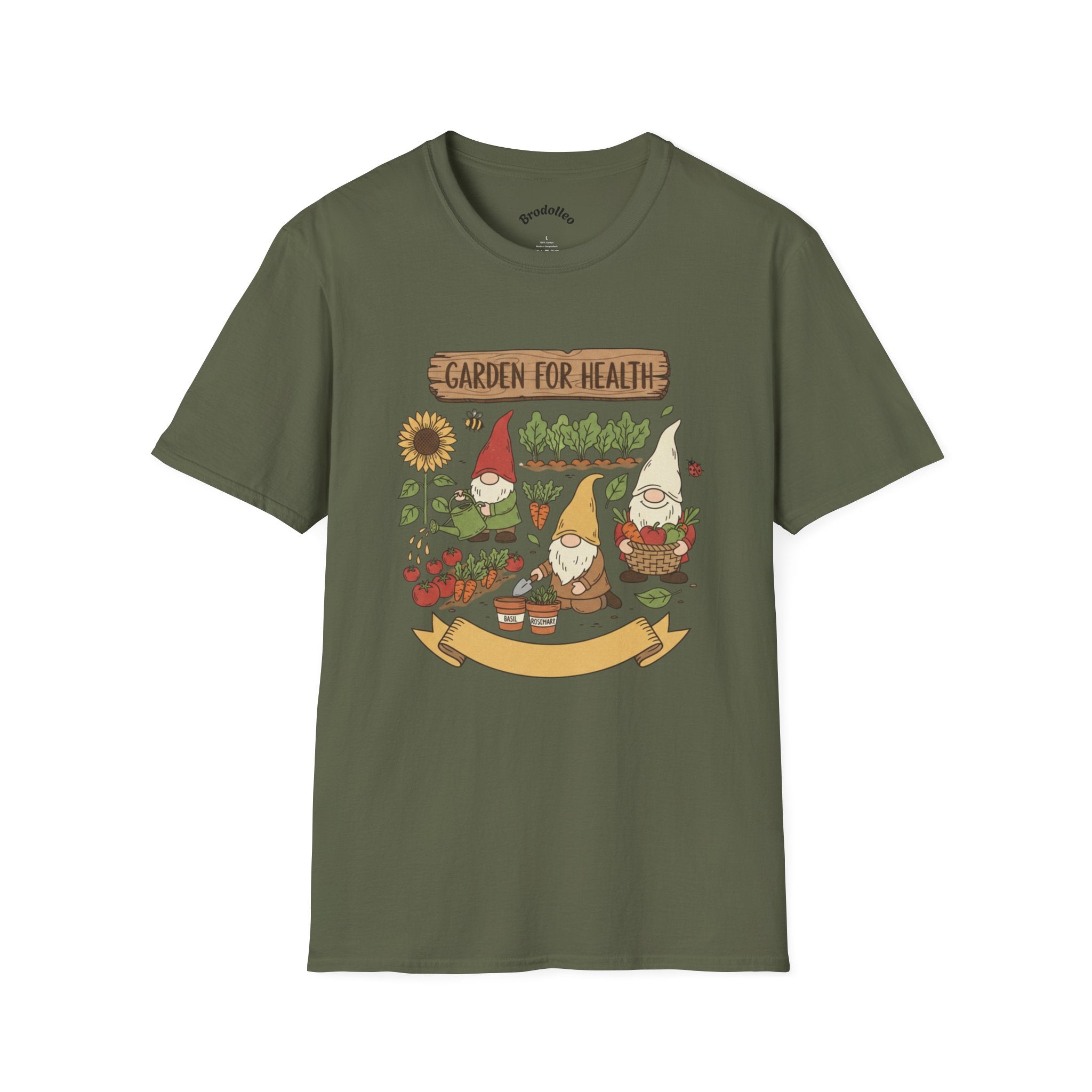 Garden Gnome T-Shirt — "Garden for Health" Cute Gardening Tee
