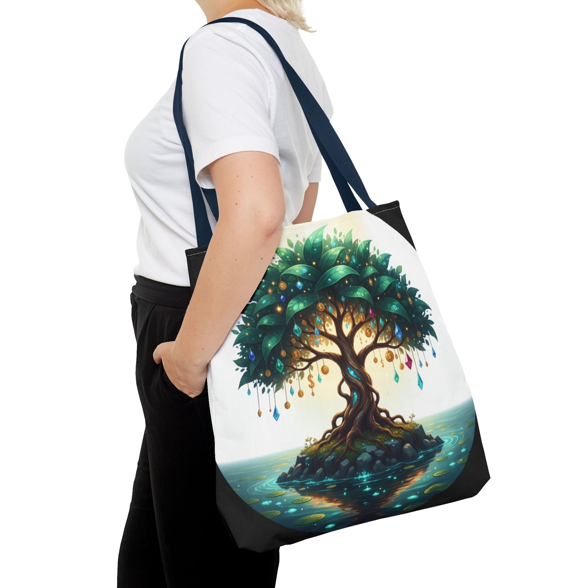 Enchanted Tree Tote Bag - Mystical Gem-Decorated Tree All-Over Print