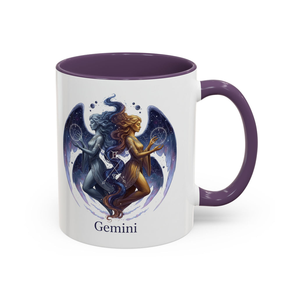 Gemini Zodiac Coffee Mug — Twin Stars Astrology Accent Mug (11/15oz)