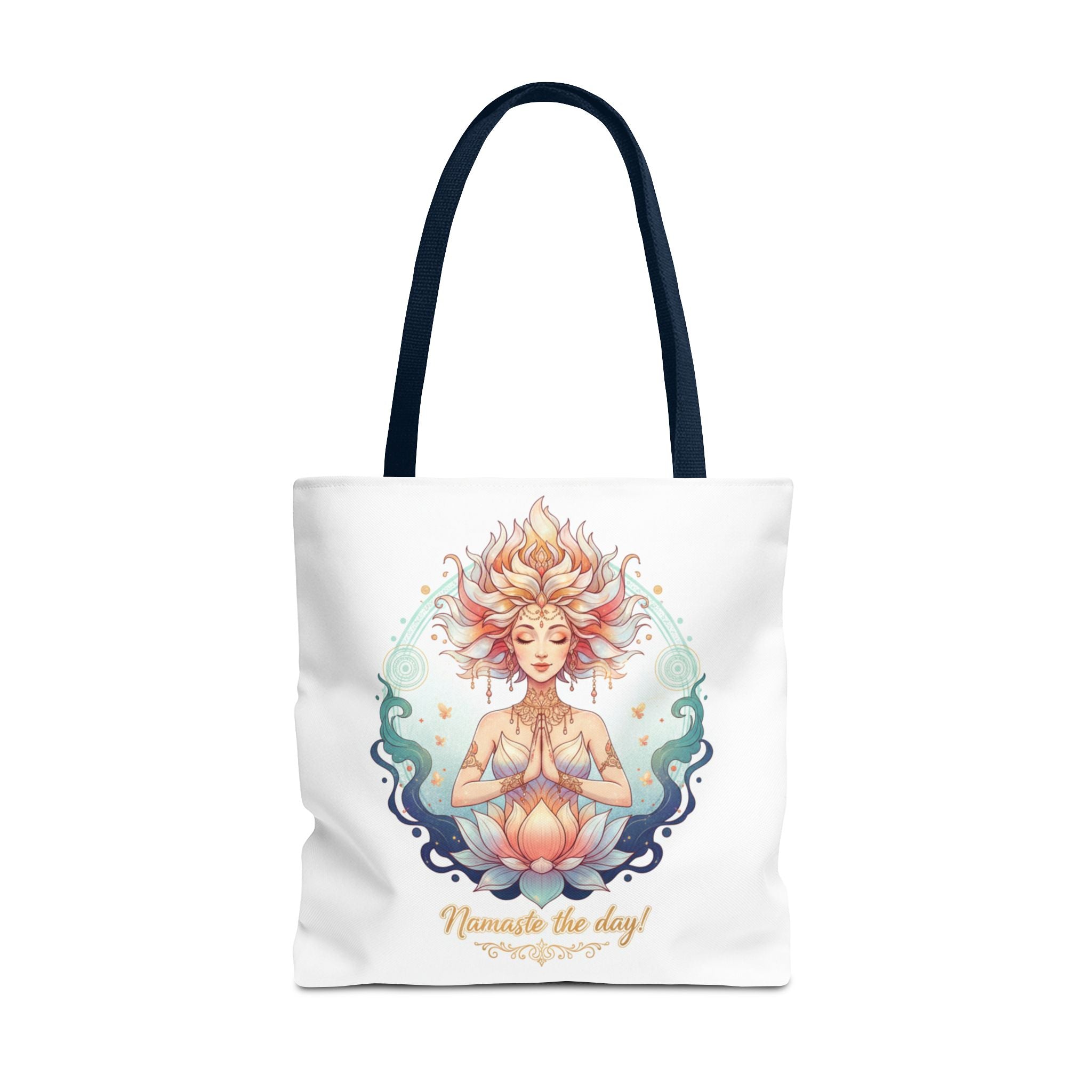Yoga Lotus Tote Bag — "Namaste the day!" Meditation Canvas Tote