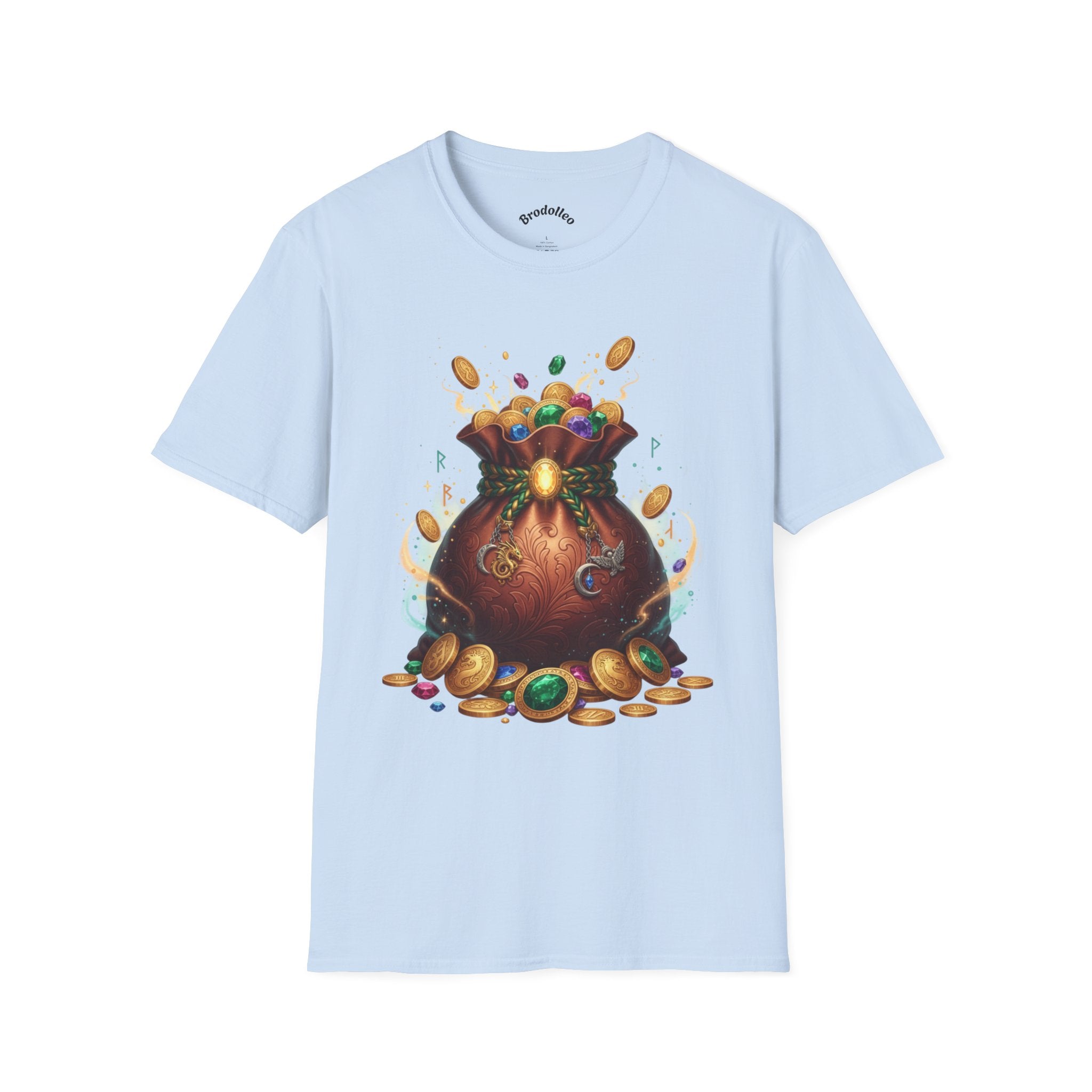 Treasure Pouch T-Shirt — Gold Coins & Gems Fantasy Graphic Tee