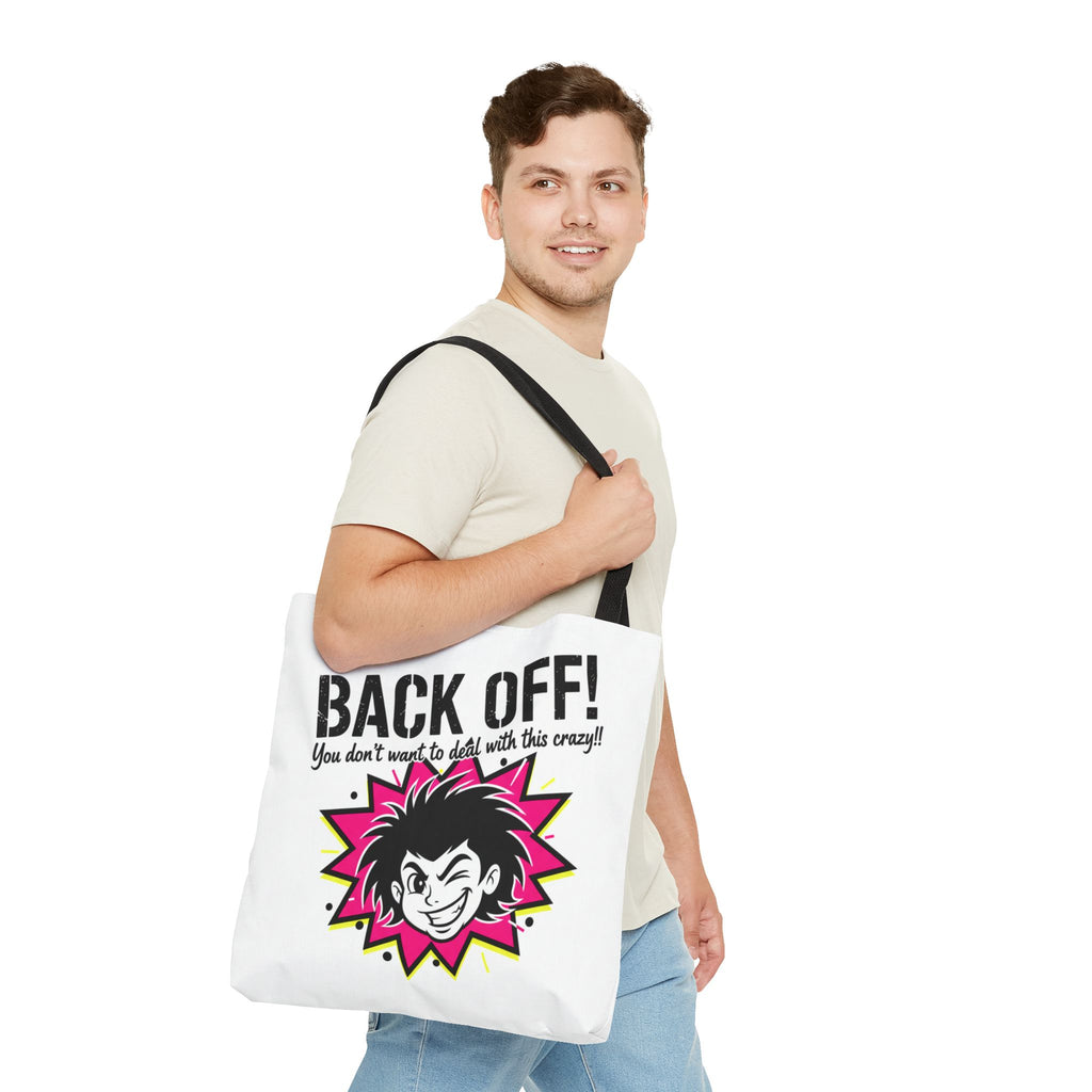 Back Off! Graphic Tote Bag — Funny Retro Punk Design