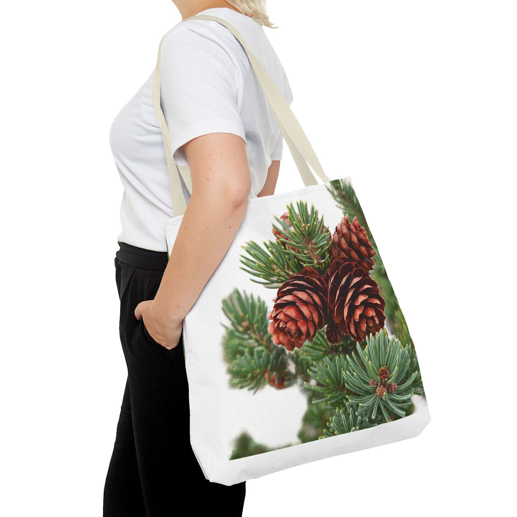 Pinecone Winter Tote Bag — Botanical Evergreen Holiday Market Bag