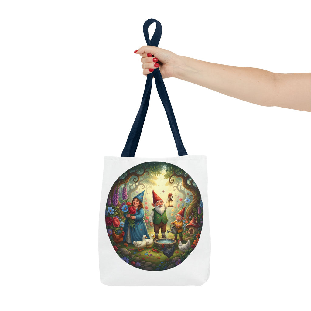 Gnome Garden Tote Bag — Whimsical Fairy Tale Circle Art