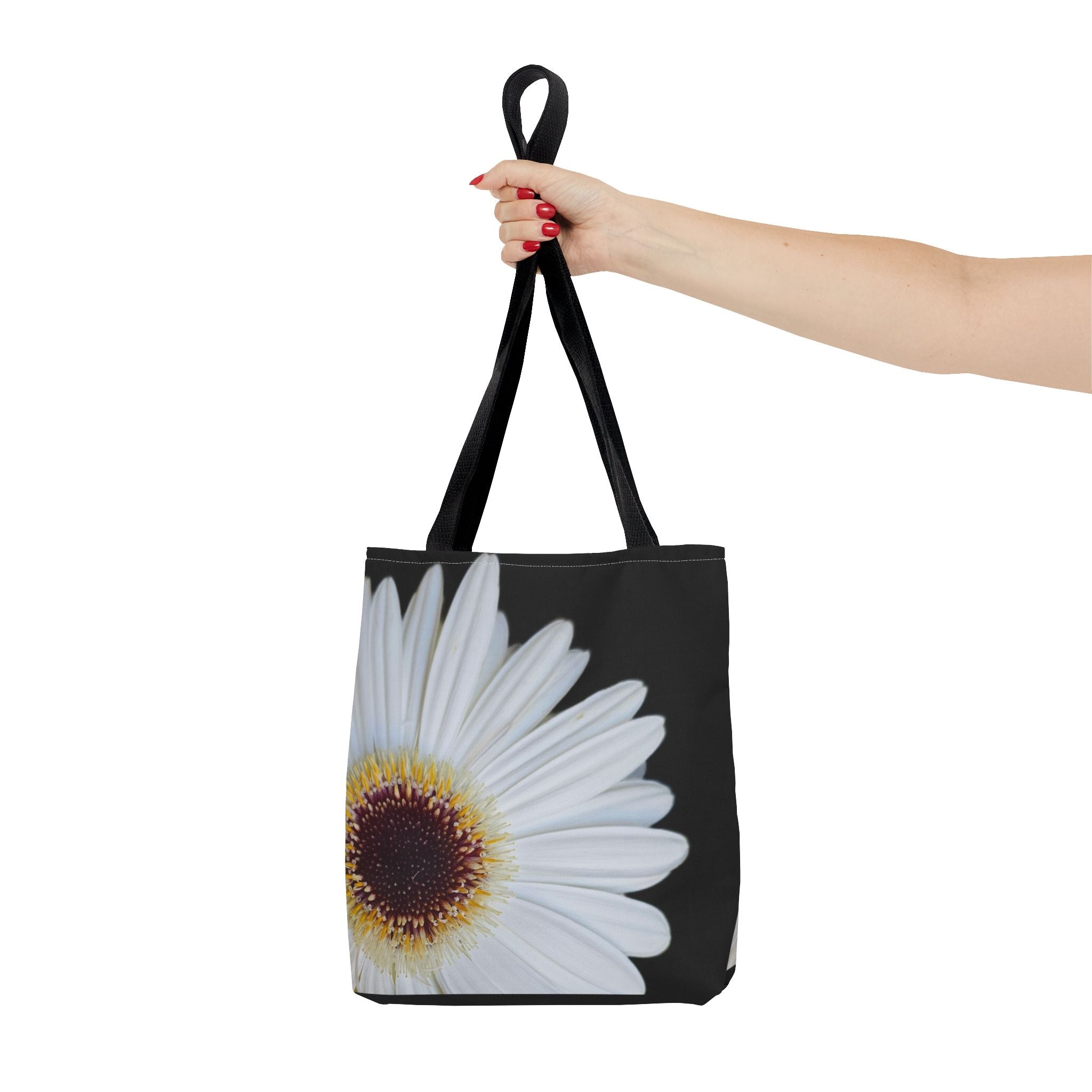 Daisy Corner Tote Bag — White Floral AOP Shopper