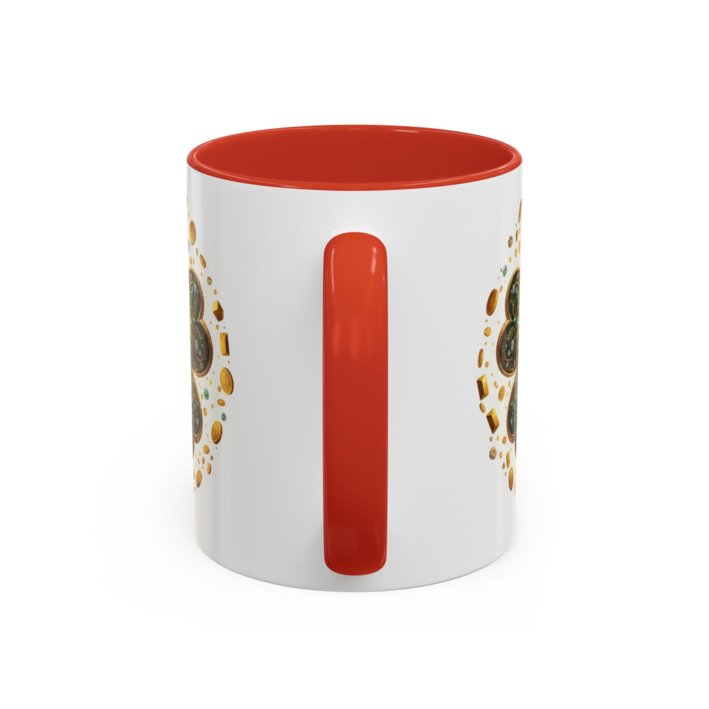 St. Patrick's Shamrock Coffee Mug — "Money Flows to Me" Lucky Charm Accent Mug