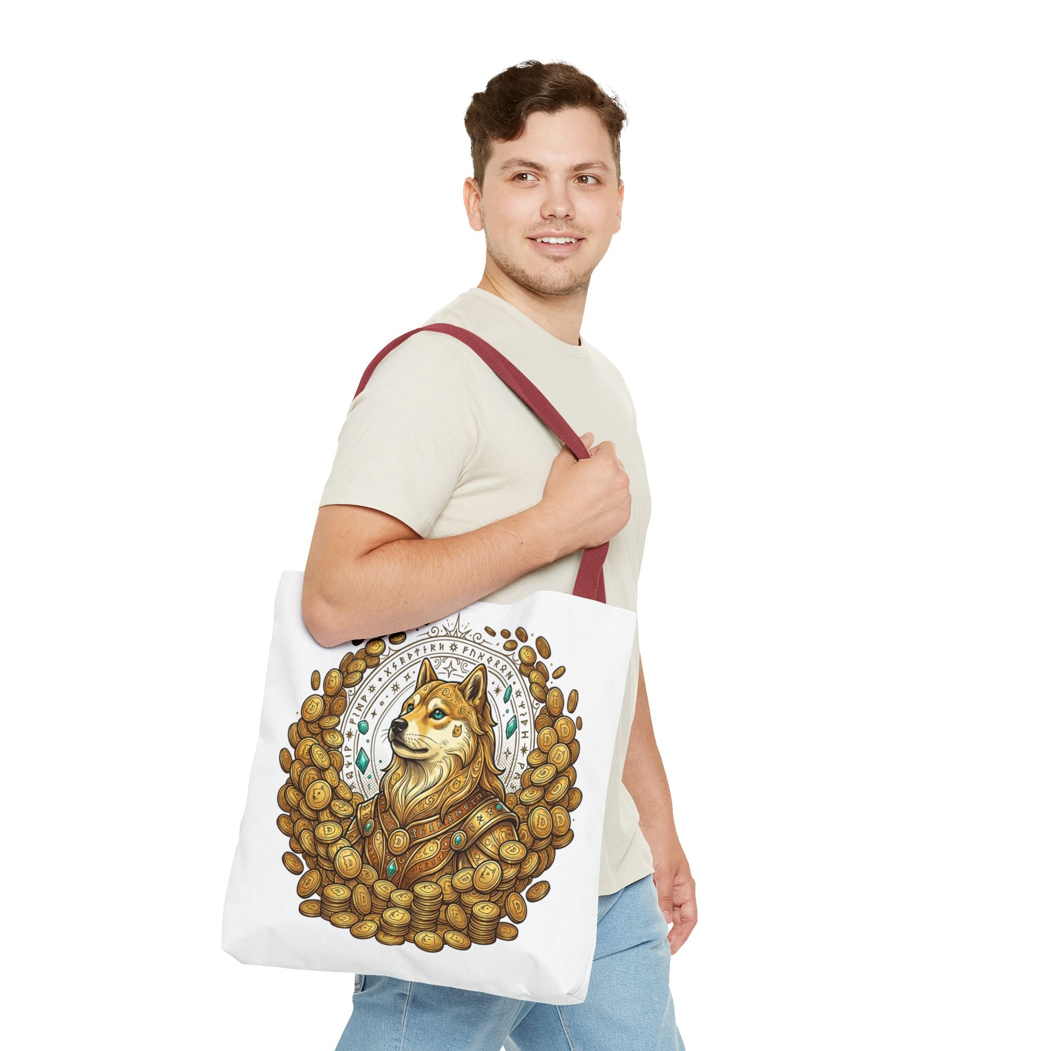 Dogecoin Shiba Inu Coin Pile Tote Bag — Crypto Meme Art Tote