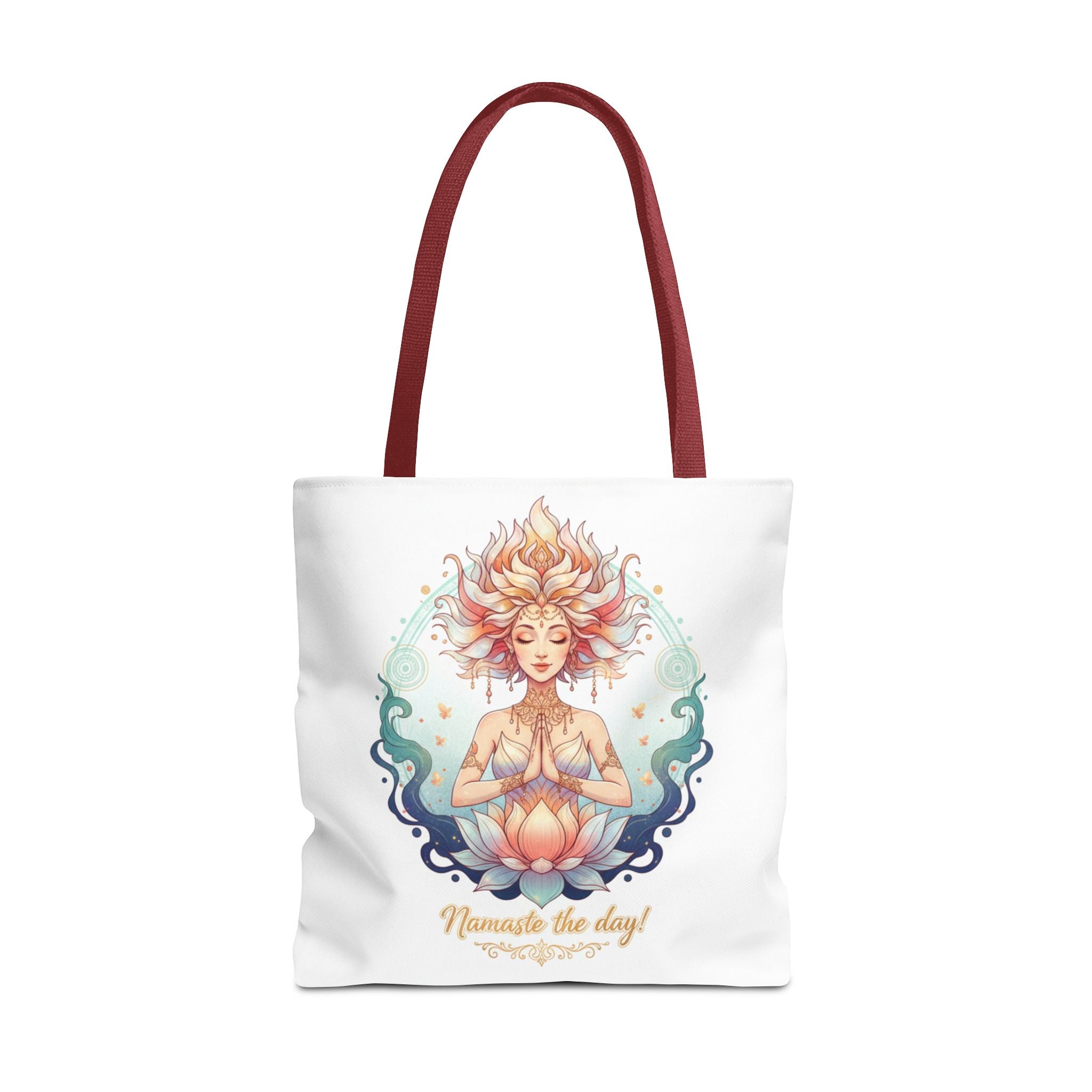 Yoga Lotus Tote Bag — "Namaste the day!" Meditation Canvas Tote