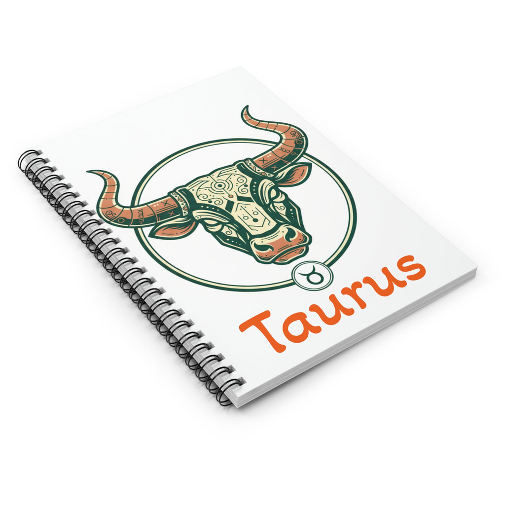 Taurus Zodiac Notebook — Bull Head Spiral Ruled Journal