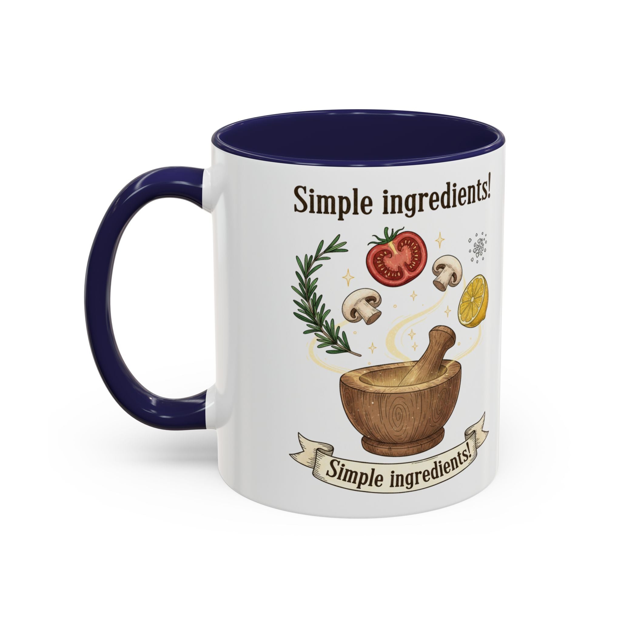 Simple Ingredients Coffee Mug — Cute Kitchen Mortar & Herbs Ceramic Accent Mug