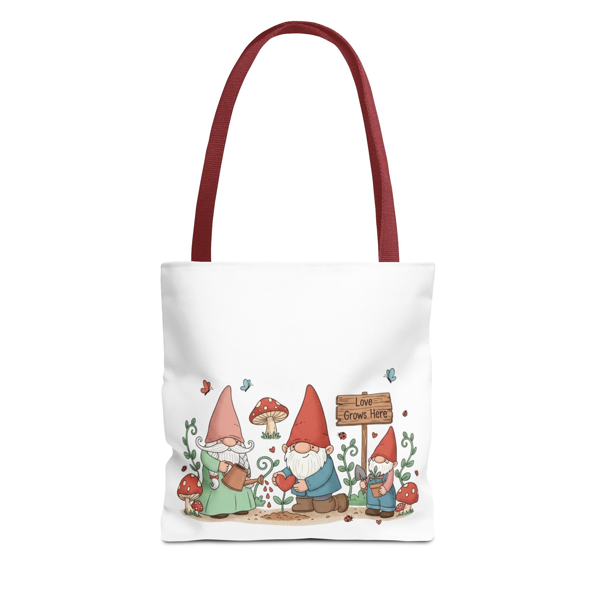 Gnome Garden Tote Bag – Cute Mushroom Gnomes All-Over Print