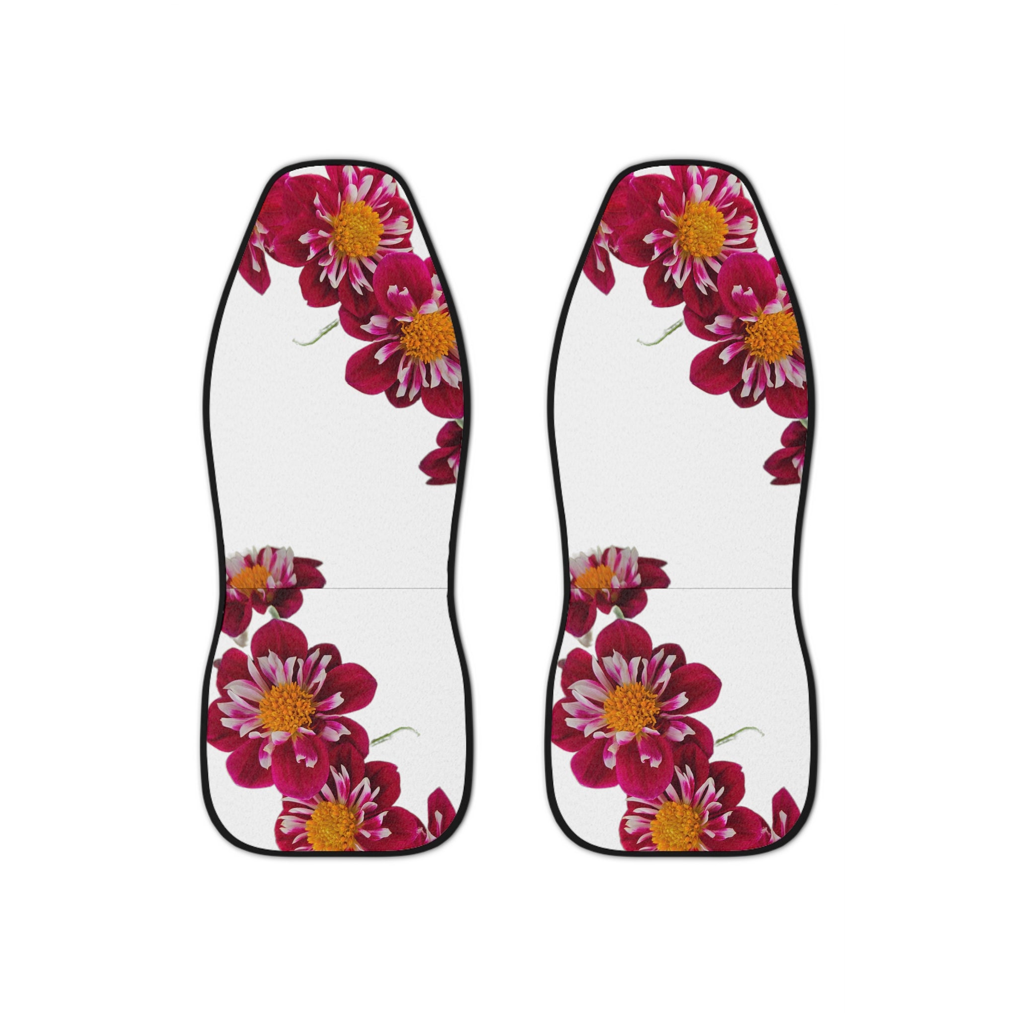 Floral Dahlia Car Seat Covers — Pink & Yellow Flower Auto Seat Protector