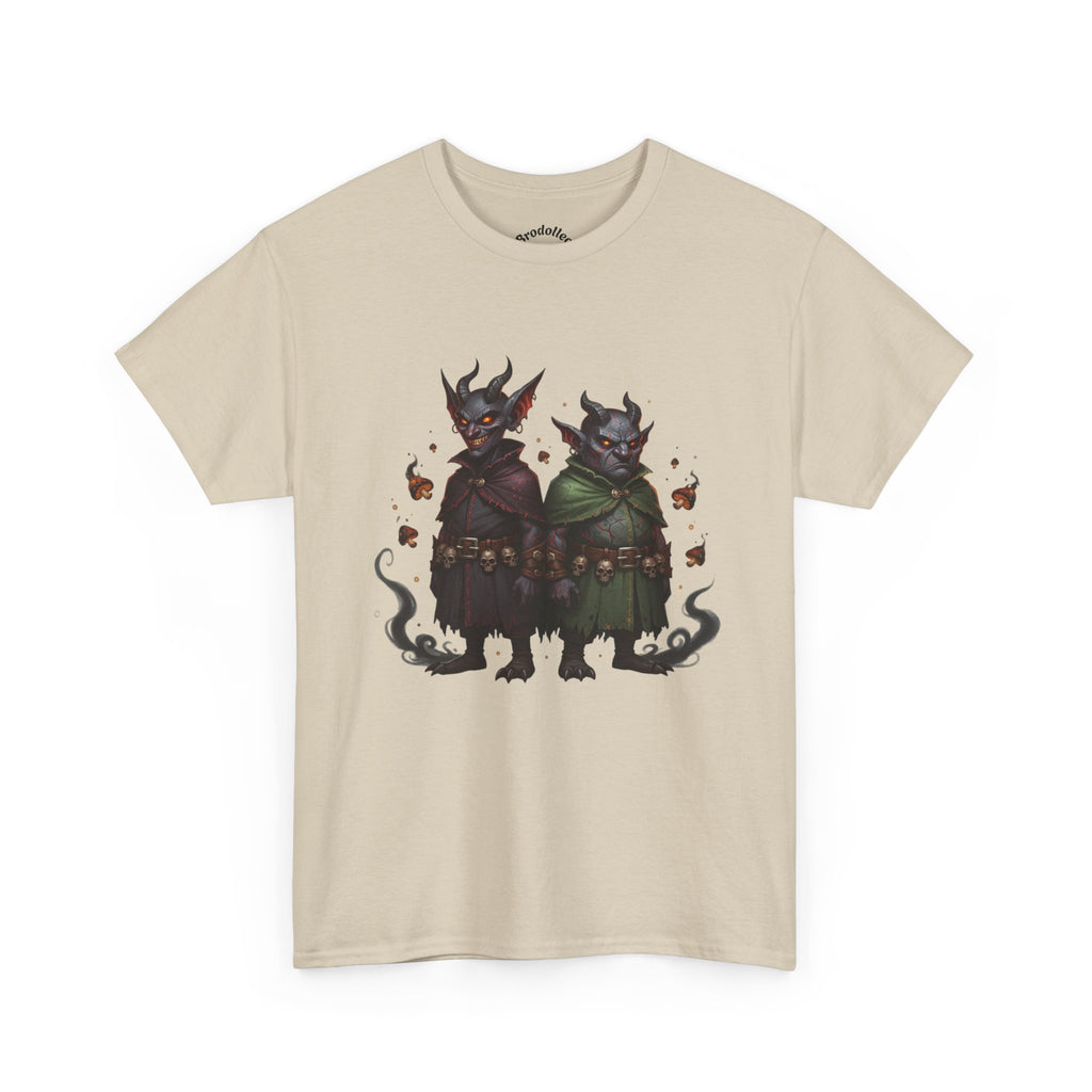 Demonic Twins Graphic Tee — Gothic Fantasy Demon Couple T-Shirt