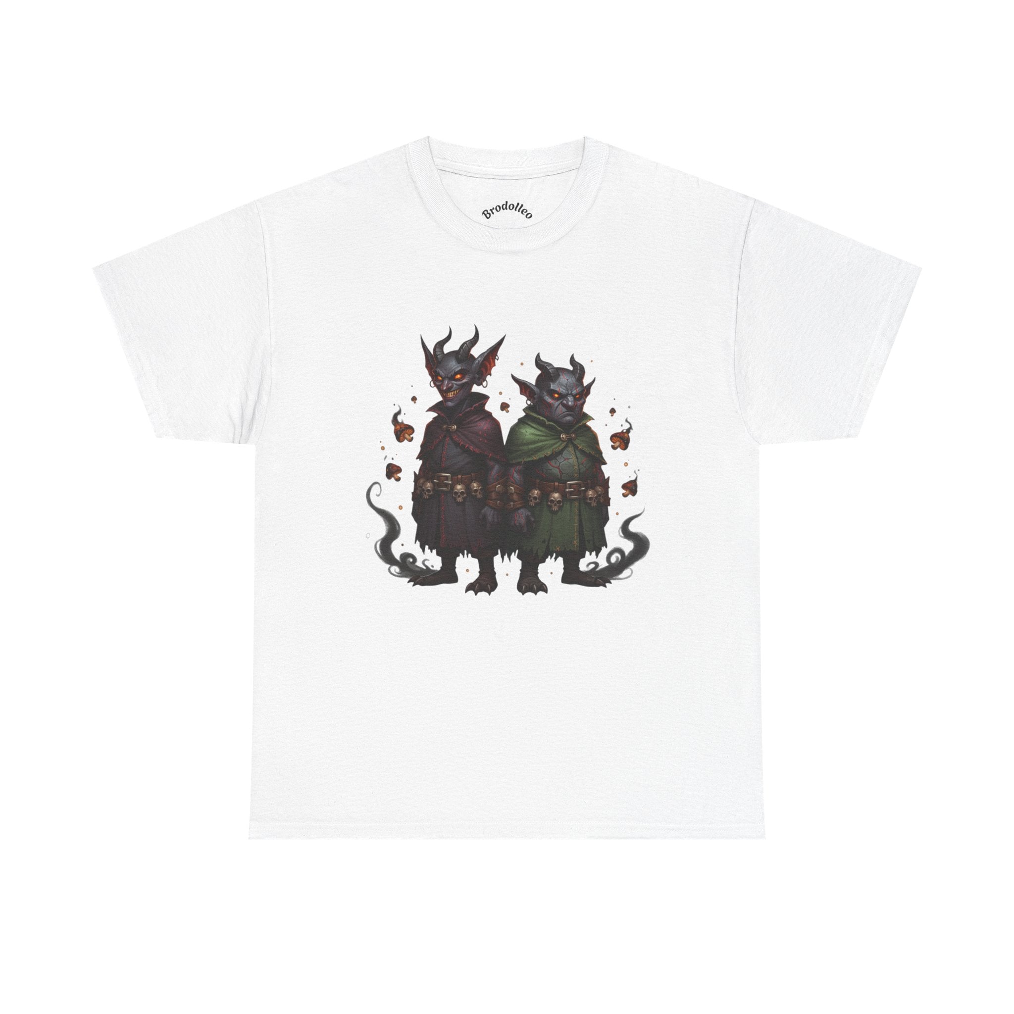 Demonic Twins Graphic Tee — Gothic Fantasy Demon Couple T-Shirt