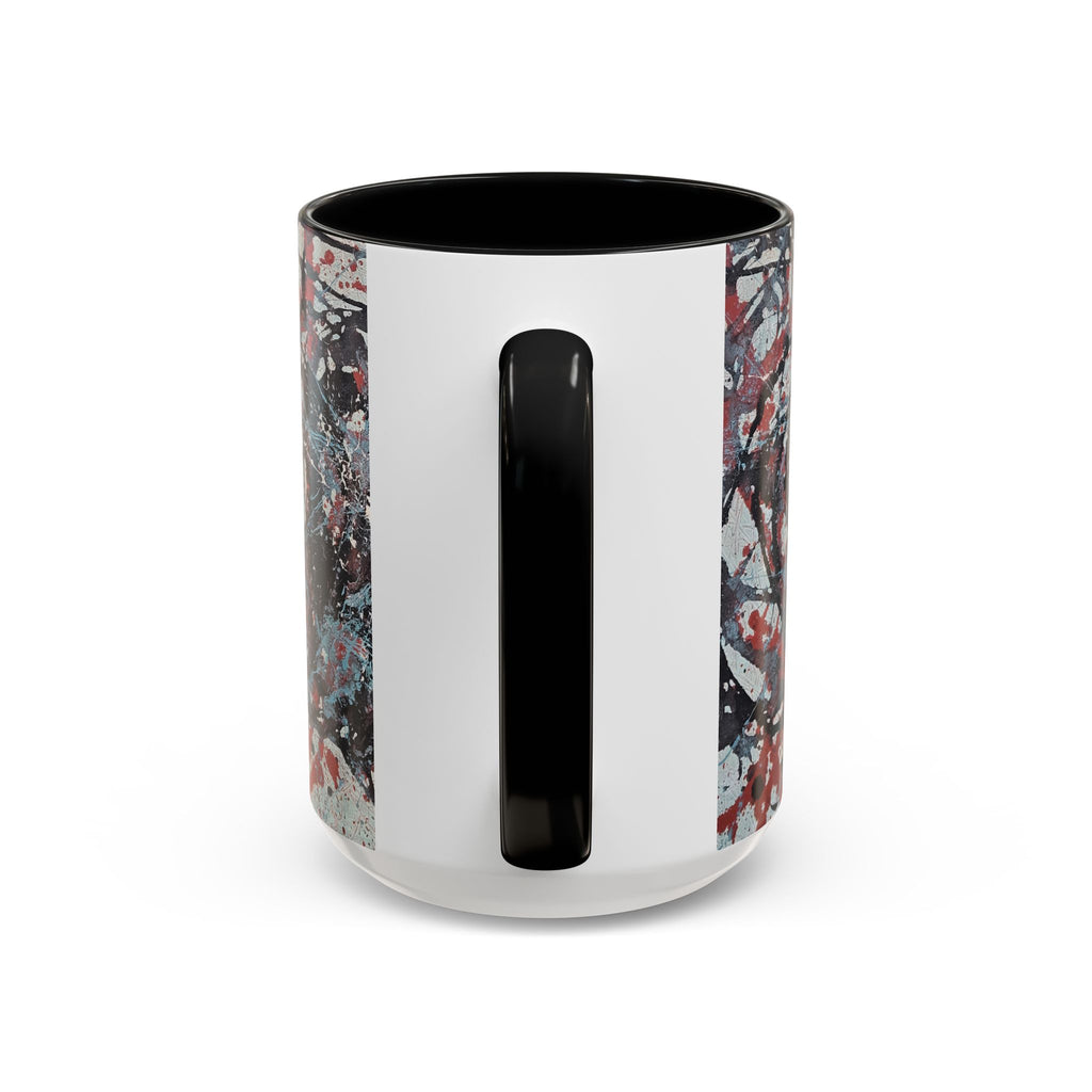 Abstract Splatter Accent Coffee Mug — Red, Black & White Artistic Design (11/15oz)