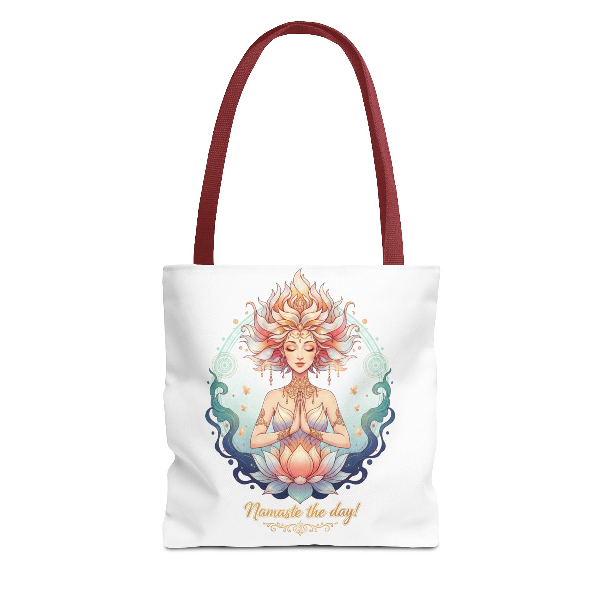 Yoga Lotus Tote Bag — "Namaste the day!" Meditation Canvas Tote