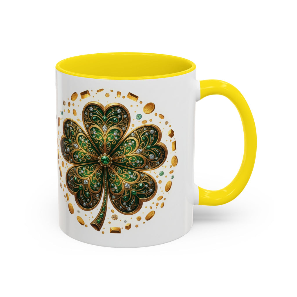 St. Patrick's Shamrock Coffee Mug — "Money Flows to Me" Lucky Charm Accent Mug
