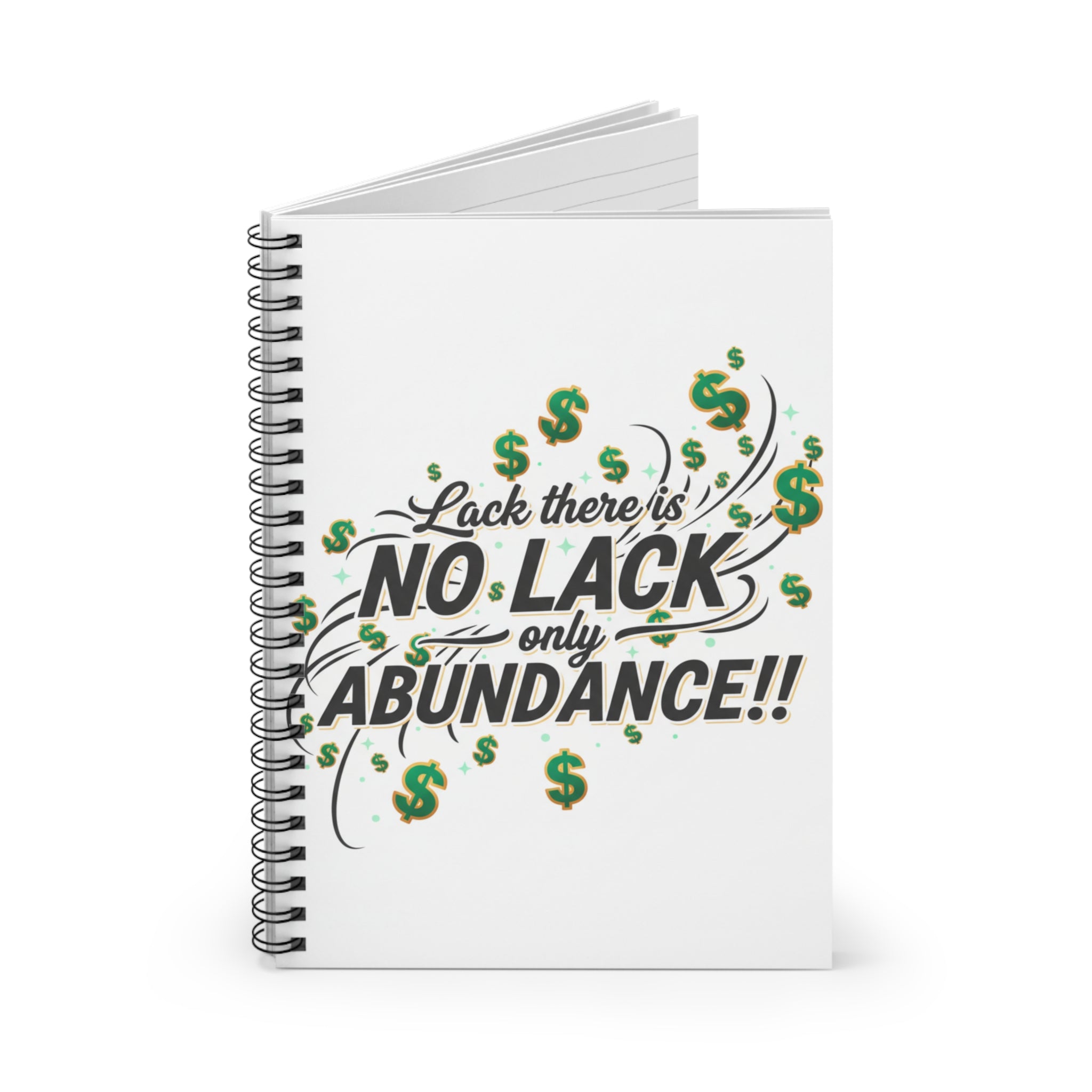 Abundance Spiral Notebook — "No Lack, Only Abundance" Motivational Ruled Journal
