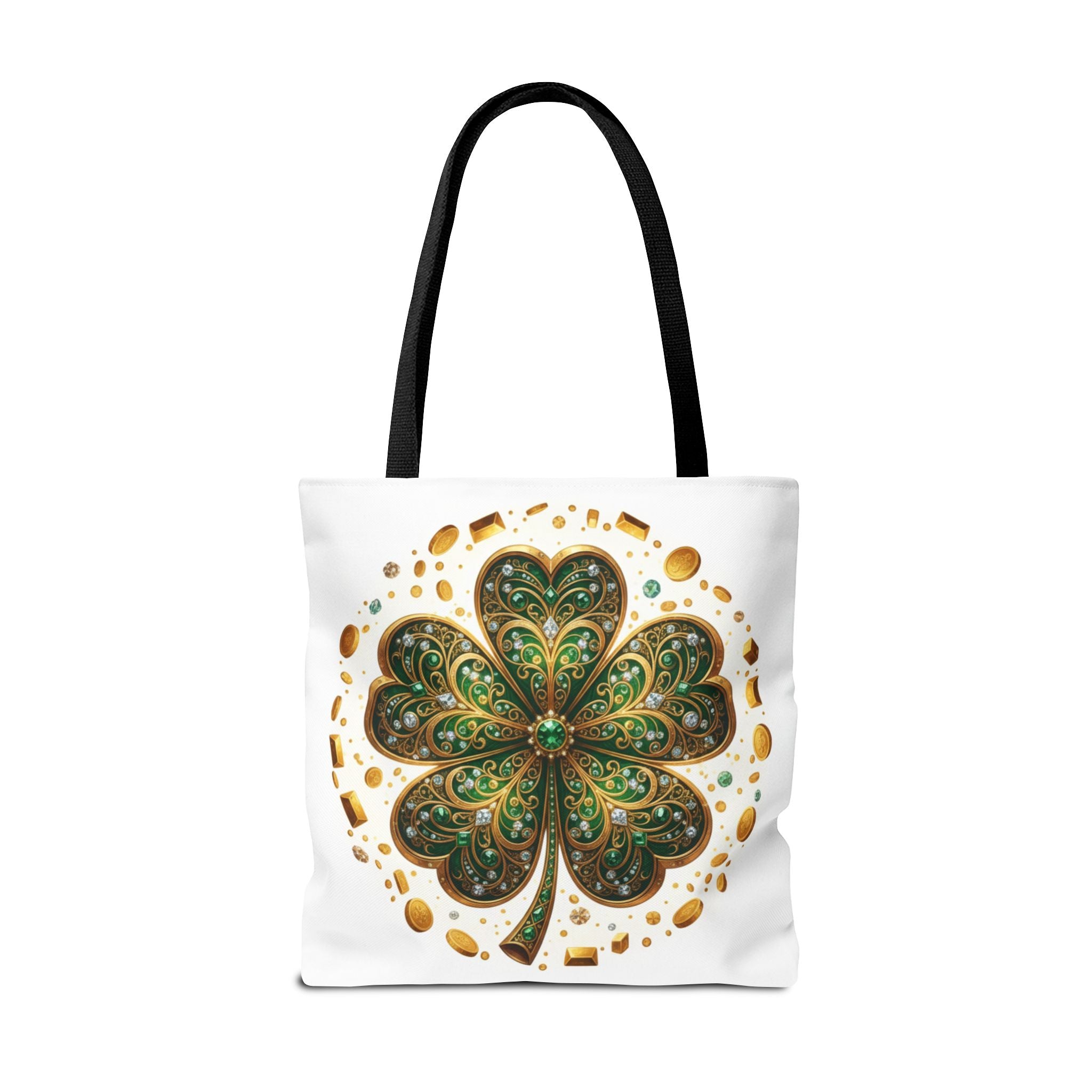 Celtic Shamrock Tote Bag — Green Four-Leaf Clover St. Patrick’s Day All-Over Print