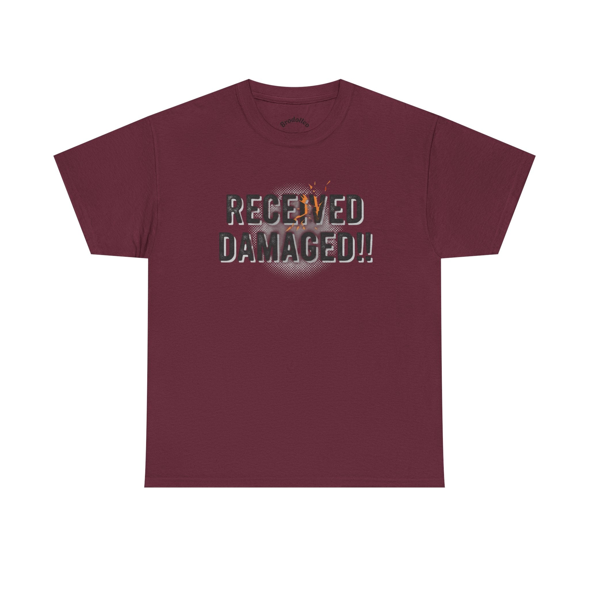 Received Damaged!! T‑Shirt — Funny Shipping Label Tee
