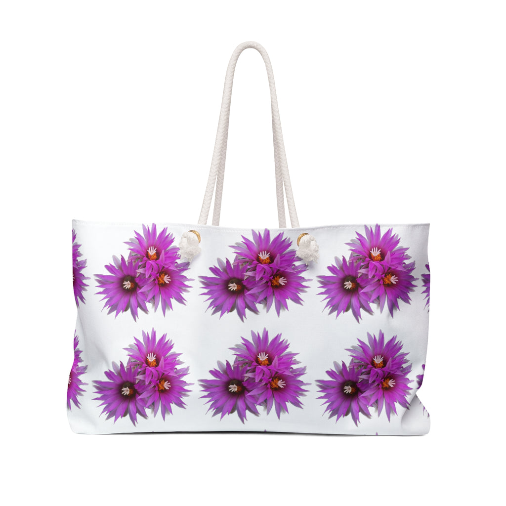 Purple Floral Weekender Bag — Spacious Flower Pattern Travel Tote