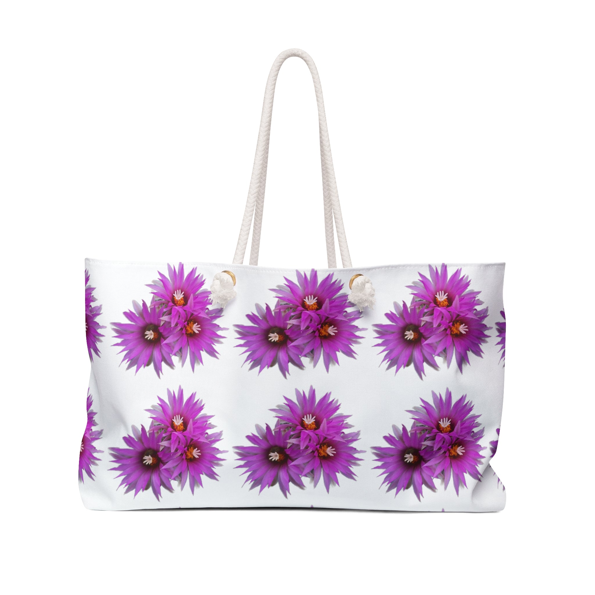 Purple Floral Weekender Bag — Spacious Flower Pattern Travel Tote