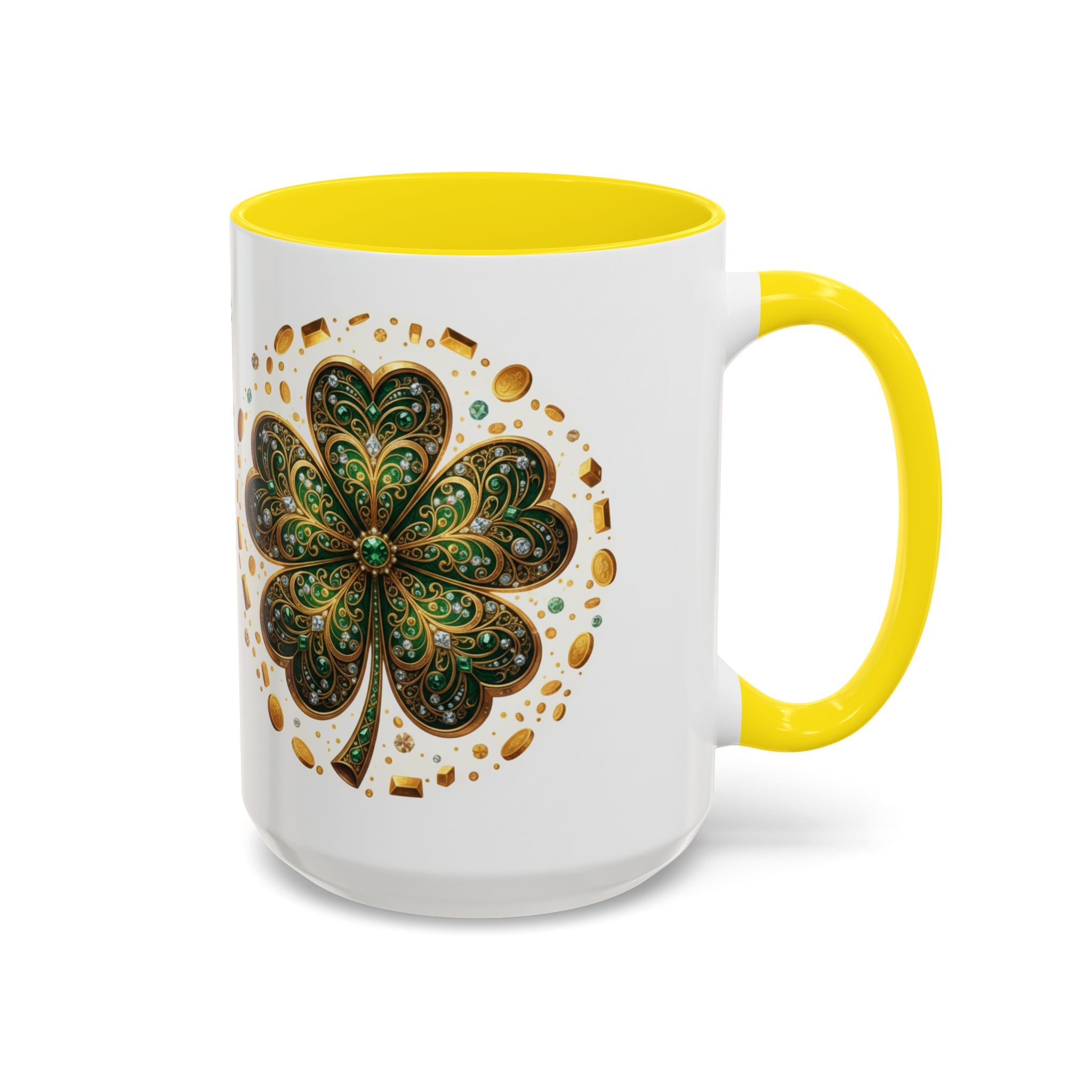 St. Patrick's Shamrock Coffee Mug — "Money Flows to Me" Lucky Charm Accent Mug