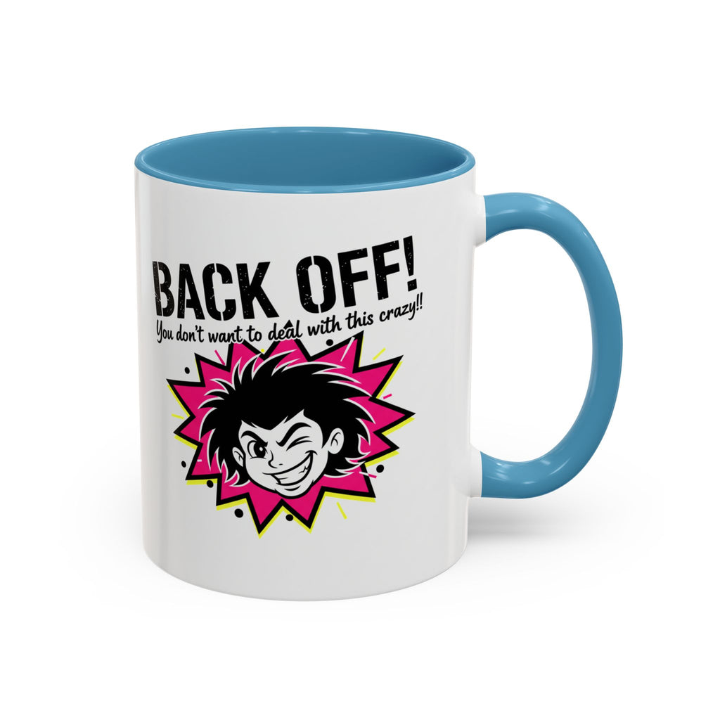 Back Off! Funny Cartoon Face Accent Coffee Mug — 11/15oz