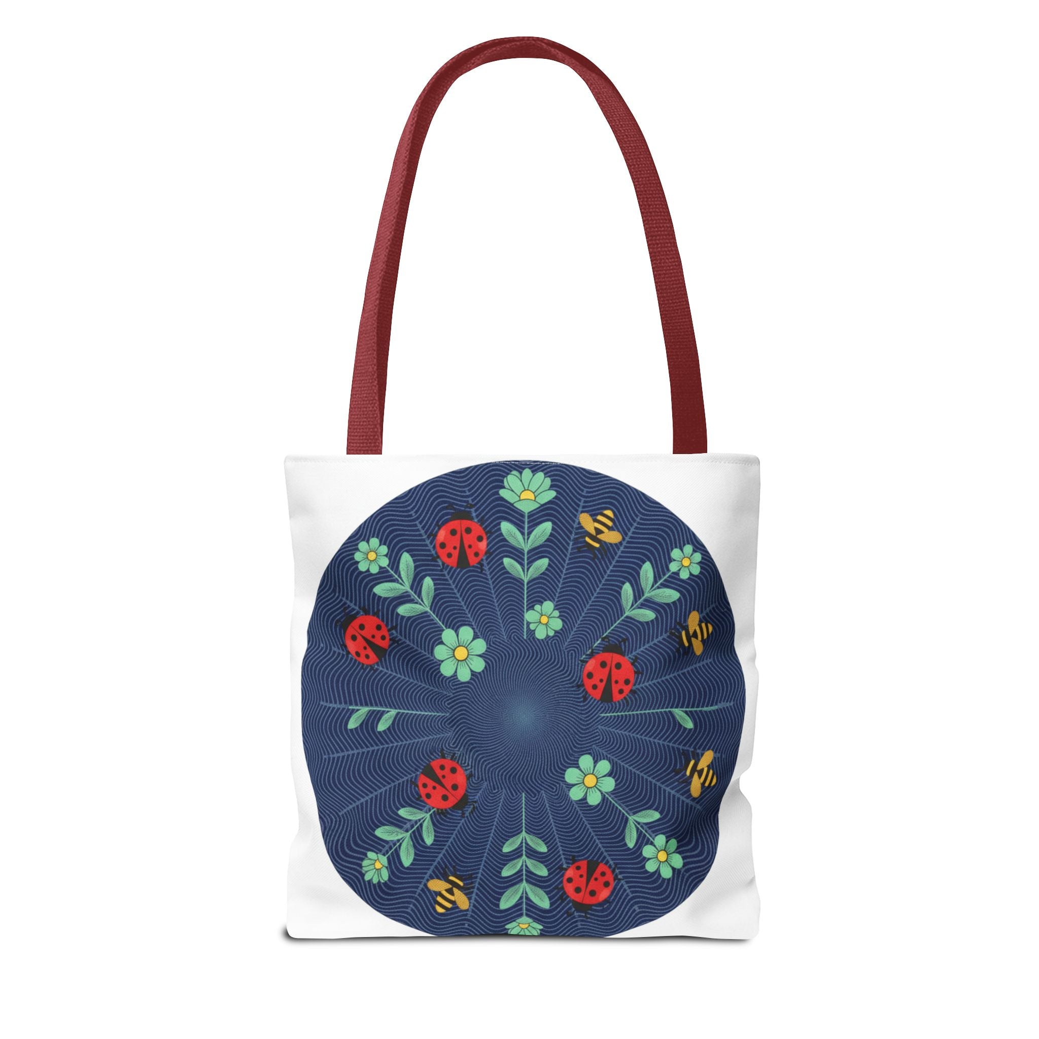 Ladybug Garden Tote Bag — Floral Circular Print AOP Tote