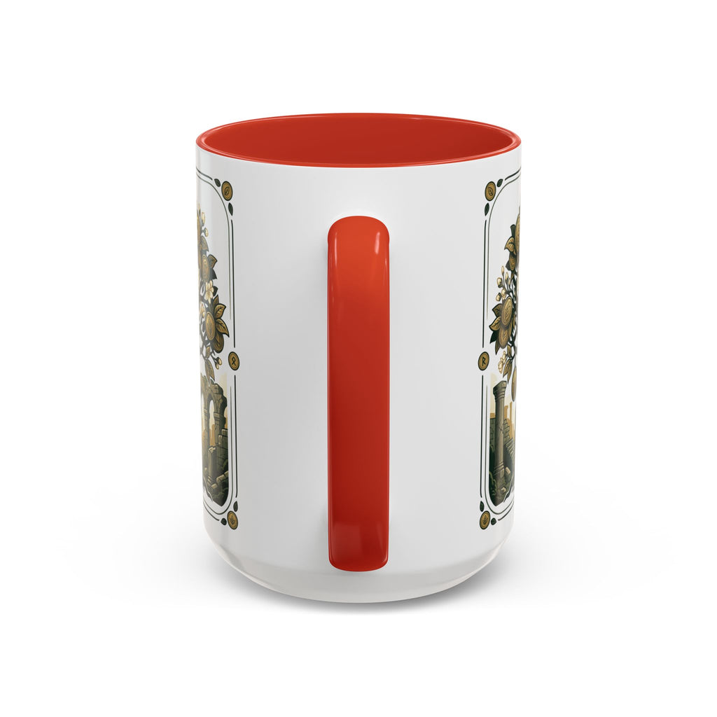 Ornate Tree of Coins Coffee Mug — Gold Ruins Accent Ceramic Mug (11/15oz)