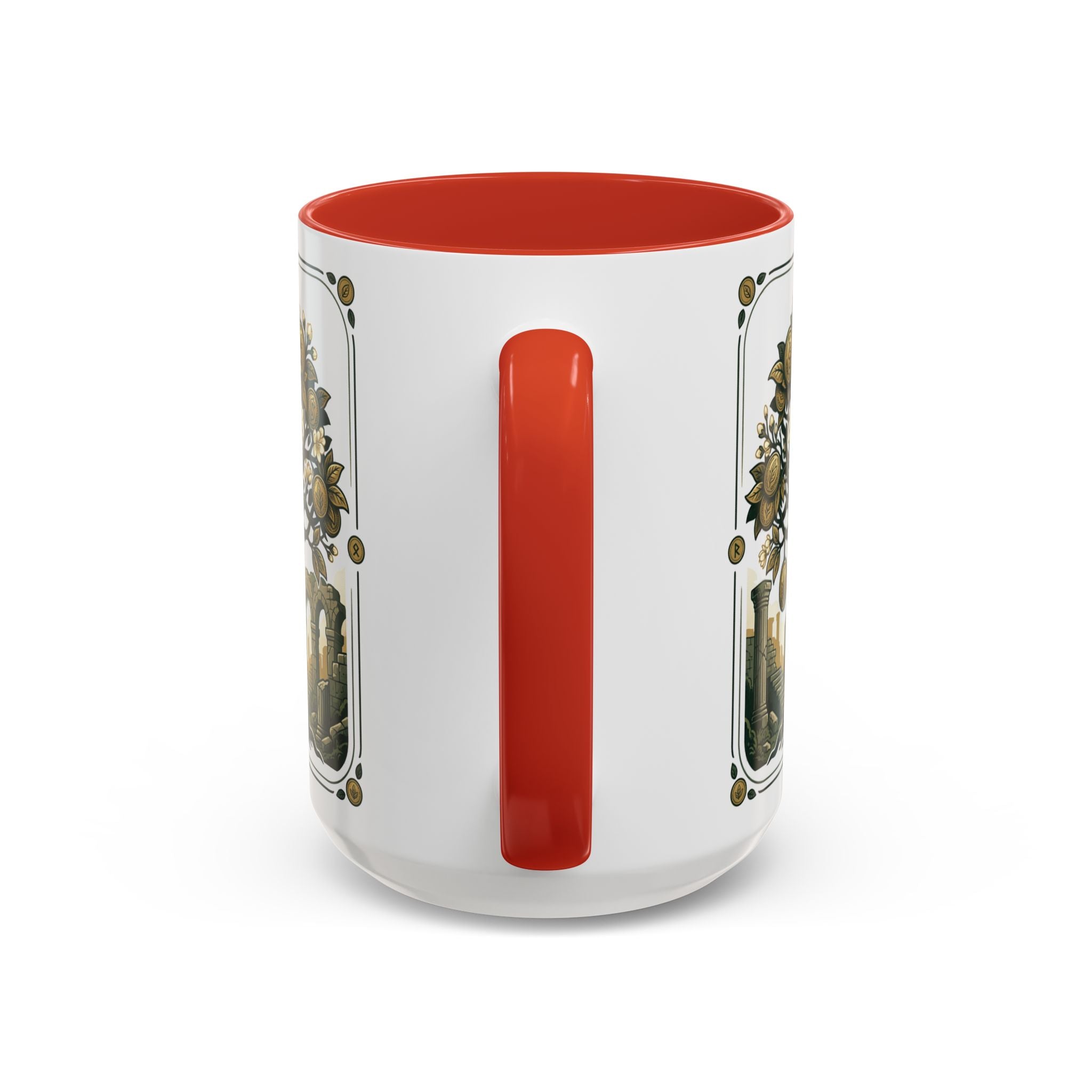 Ornate Tree of Coins Coffee Mug — Gold Ruins Accent Ceramic Mug (11/15oz)
