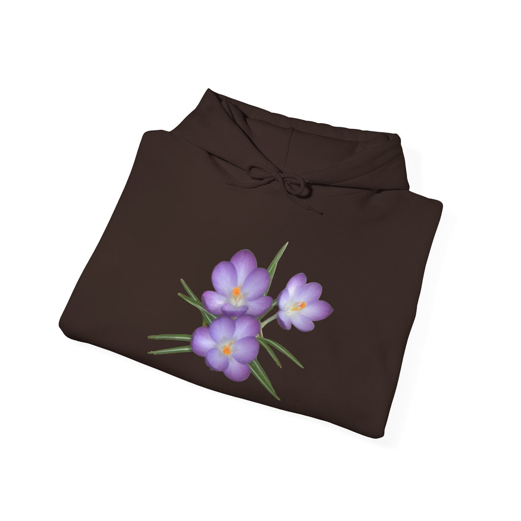 Purple Crocus Floral Hoodie — Spring Flower Graphic Sweatshirt