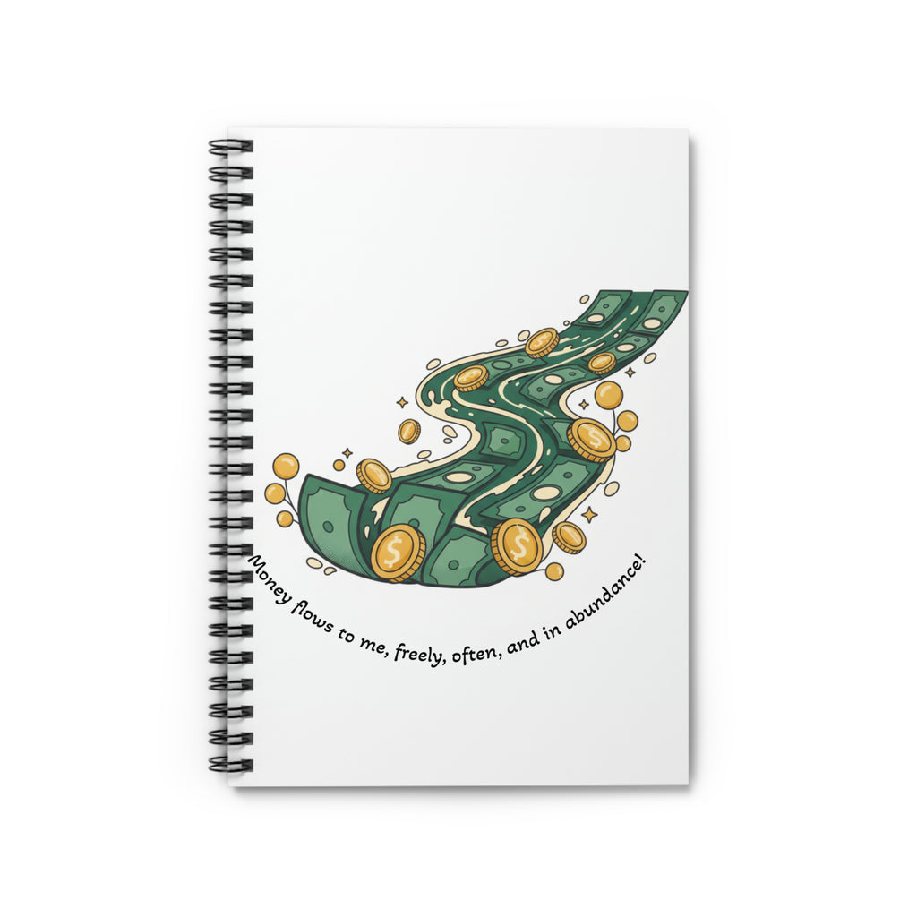 Money Flow Spiral Notebook — Affirmation Ruled Journal for Abundance & Finance Goals