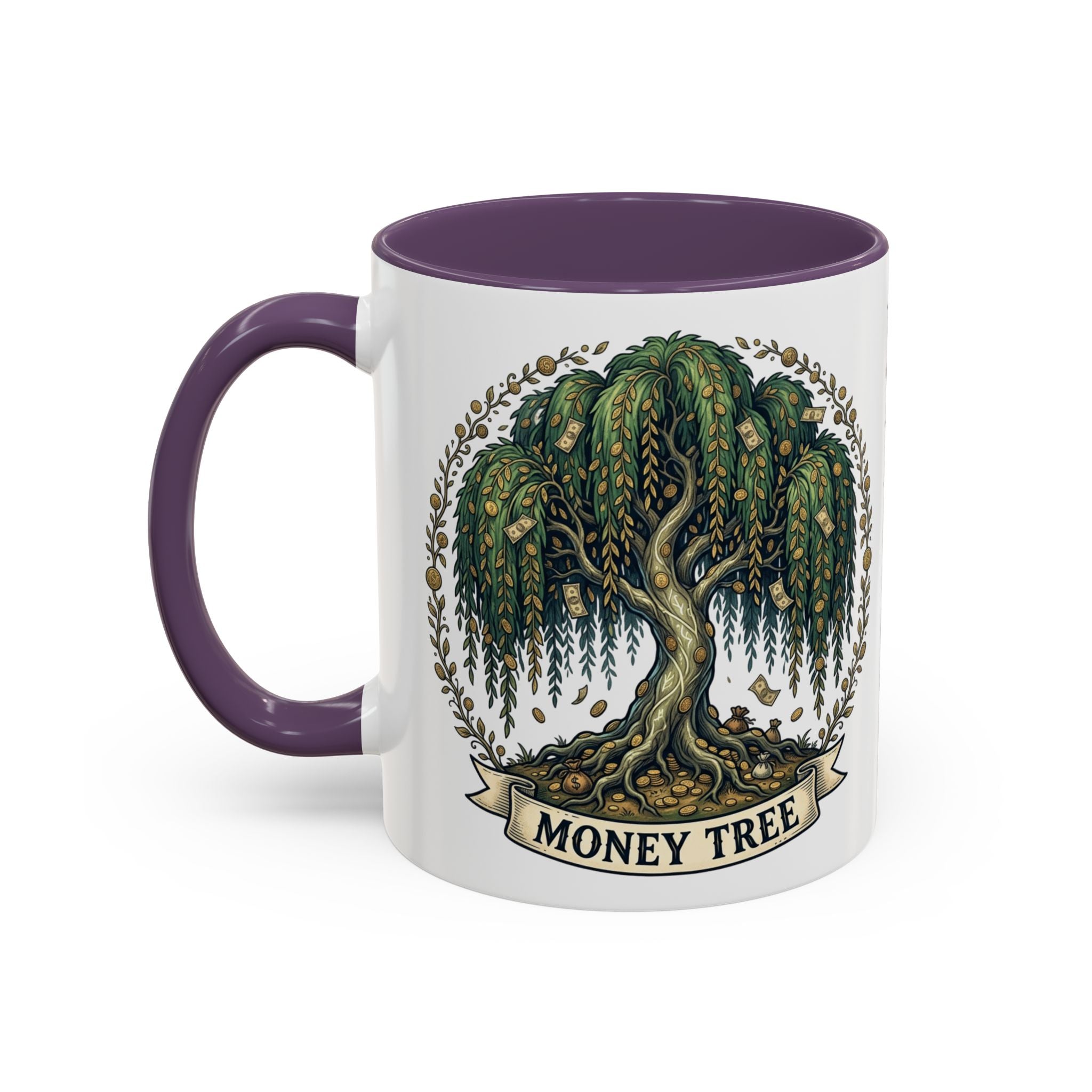Money Tree Accent Coffee Mug — Inspirational 11/15oz Ceramic Mug with "Money Tree" Design