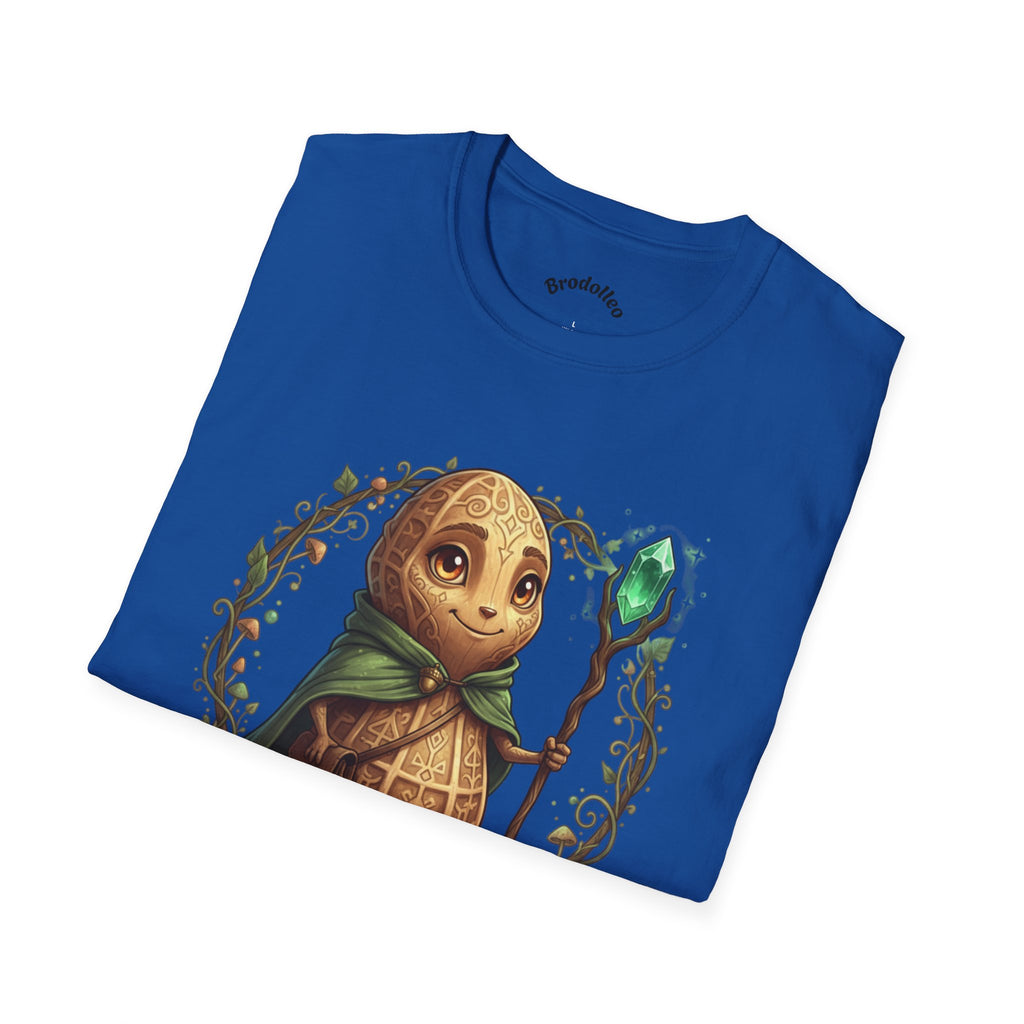 Fantasy Forest Wizard T-Shirt — Cute Turtle Mage with Emerald Staff