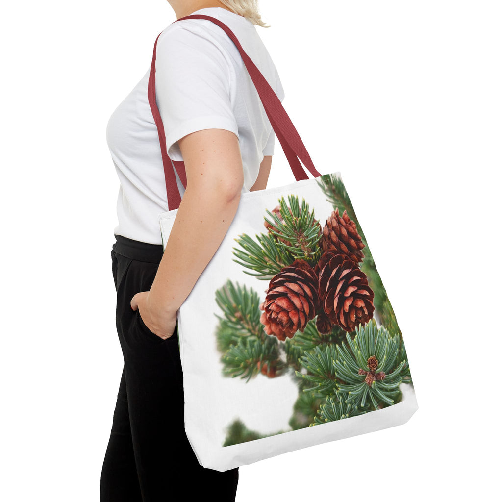 Pinecone Winter Tote Bag — Botanical Evergreen Holiday Market Bag