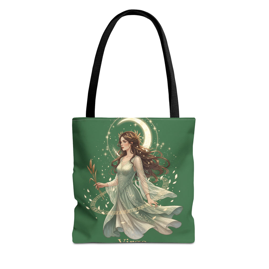 Mystic Moon Goddess Tote Bag — Ethereal Green All-Over Print Tote