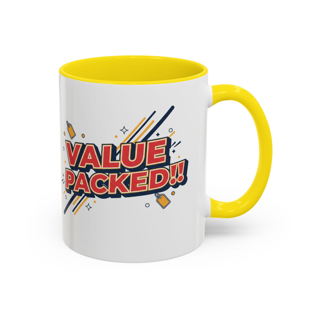 Value Packed!! Accent Coffee Mug — Bold Retro Comic Graphic (11/15 oz)