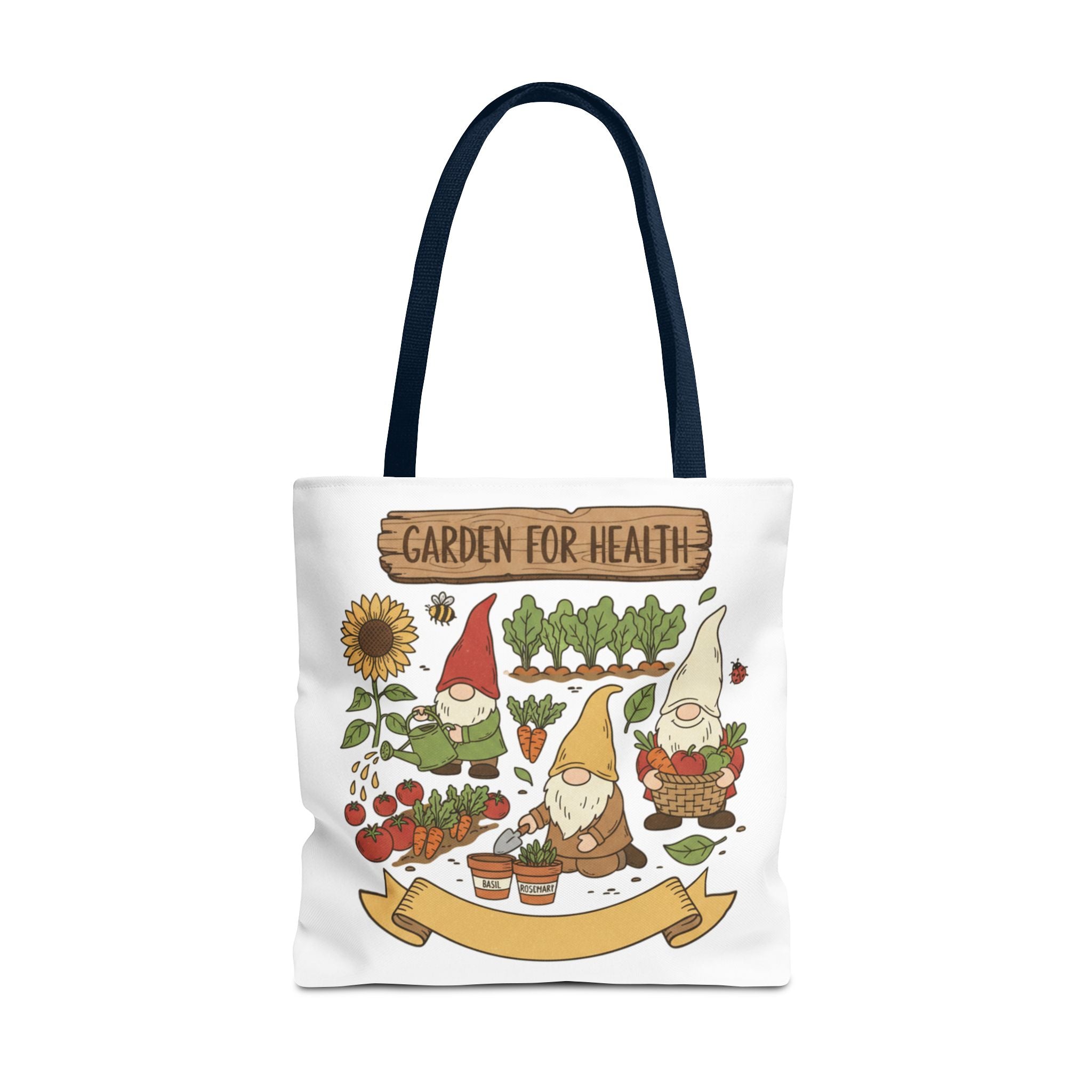 Garden Gnome Tote Bag - "Garden For Health" Cute Eco Shopper