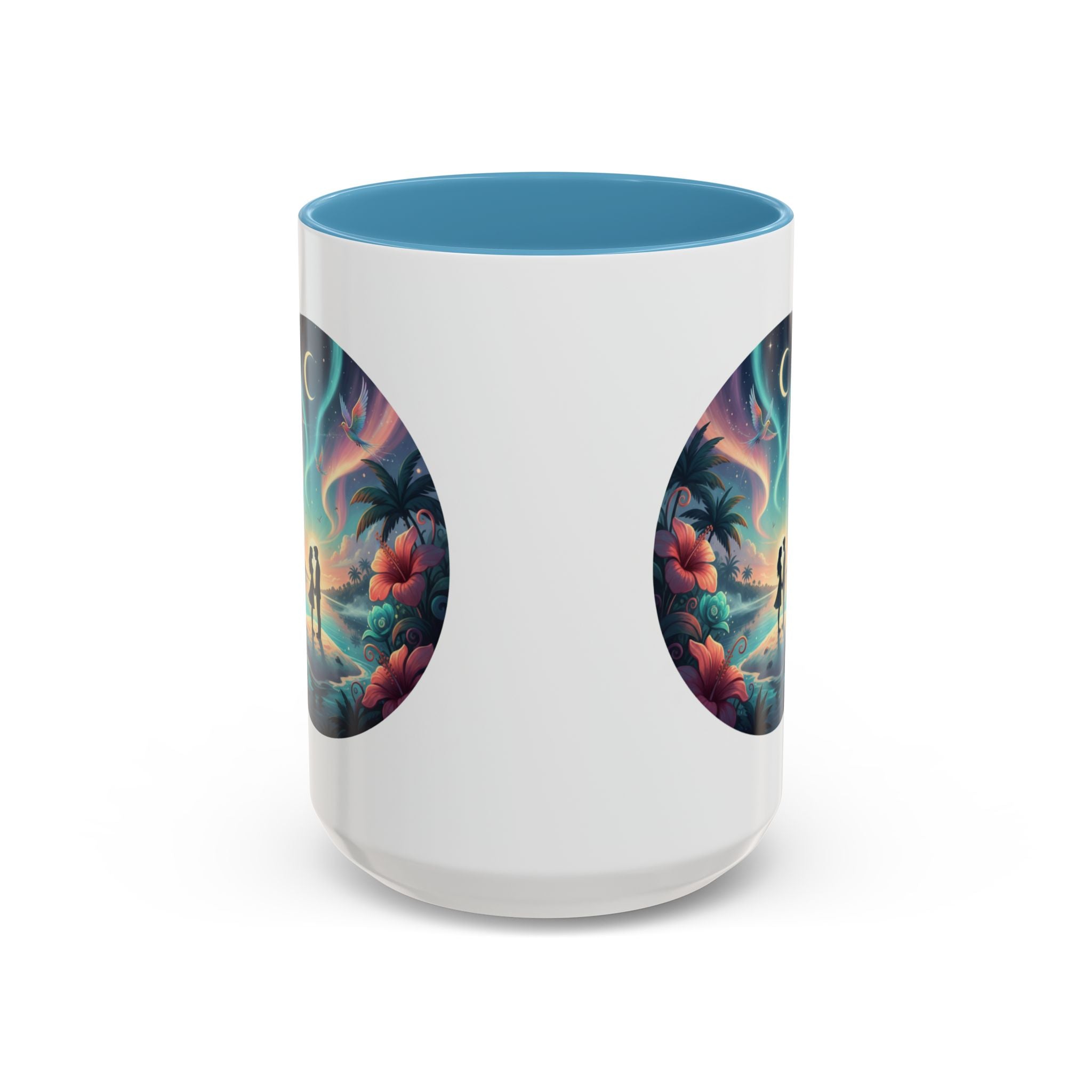 Tropical Sunset Coffee Mug — Romantic Beach Couple Accent Mug (11/15 oz)