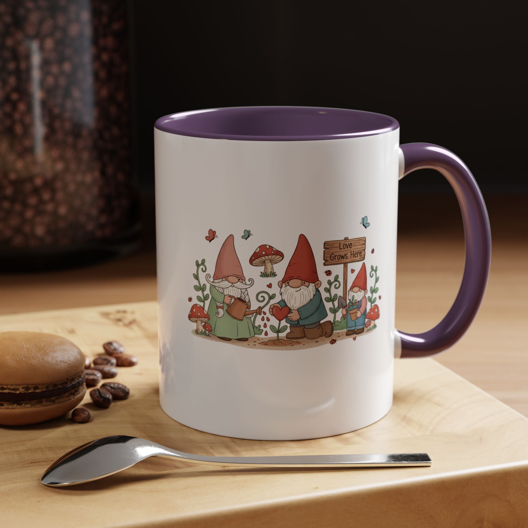 Gnome Garden Coffee Mug — Cute ‘Love Grows Here’ Accent Mug