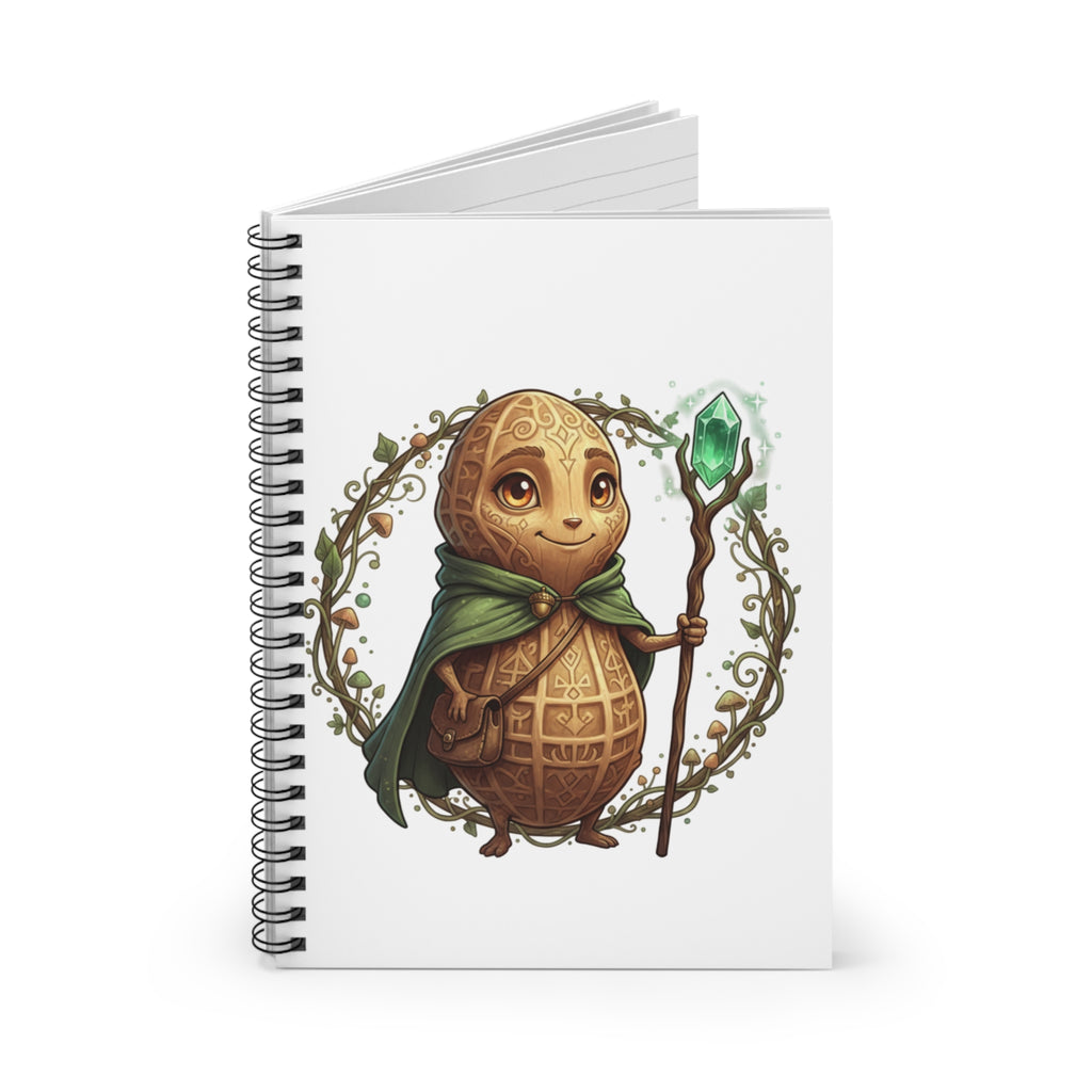 Wizard Nutling Spiral Notebook — Cute Fantasy Journal with Emerald Staff