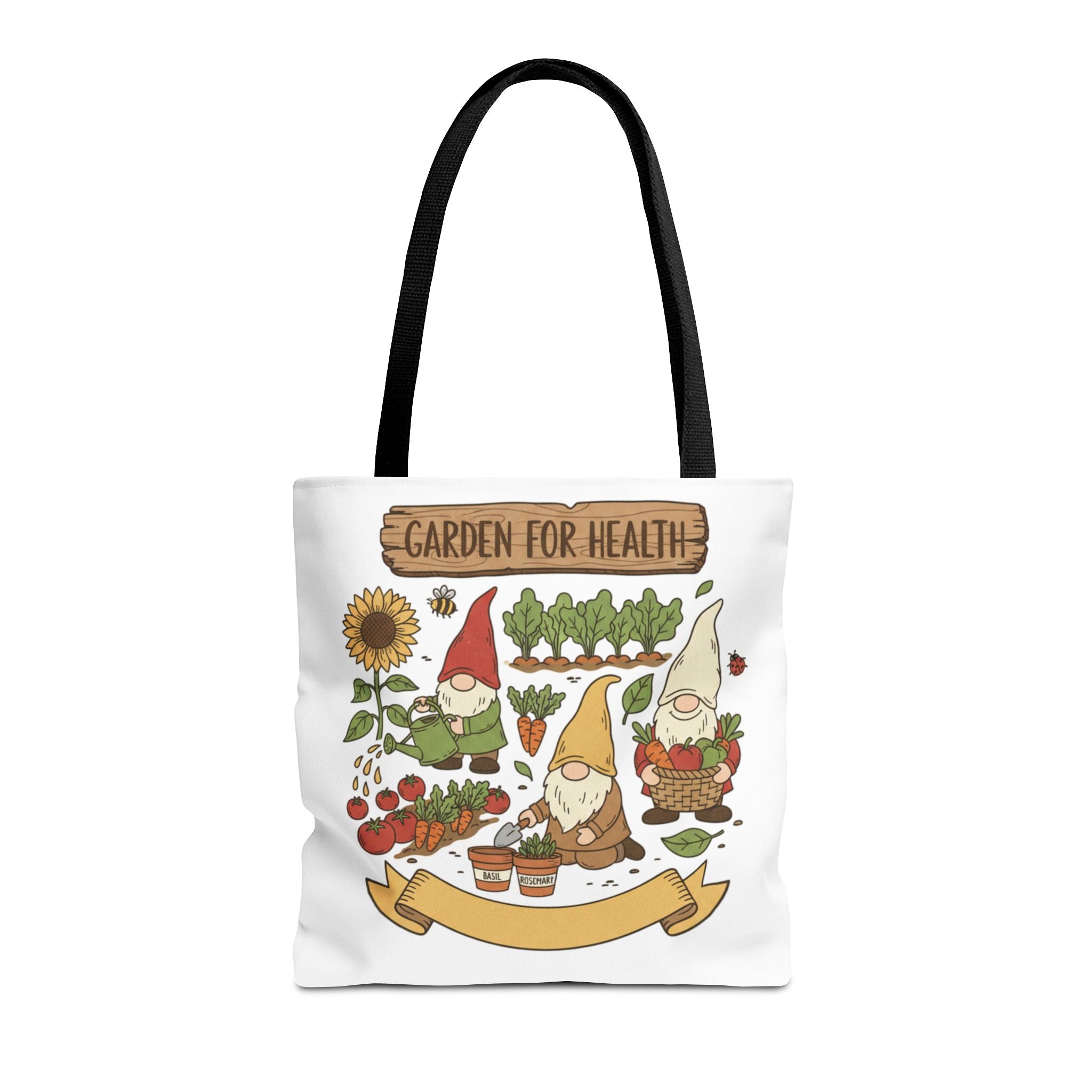 Garden Gnome Tote Bag - "Garden For Health" Cute Eco Shopper