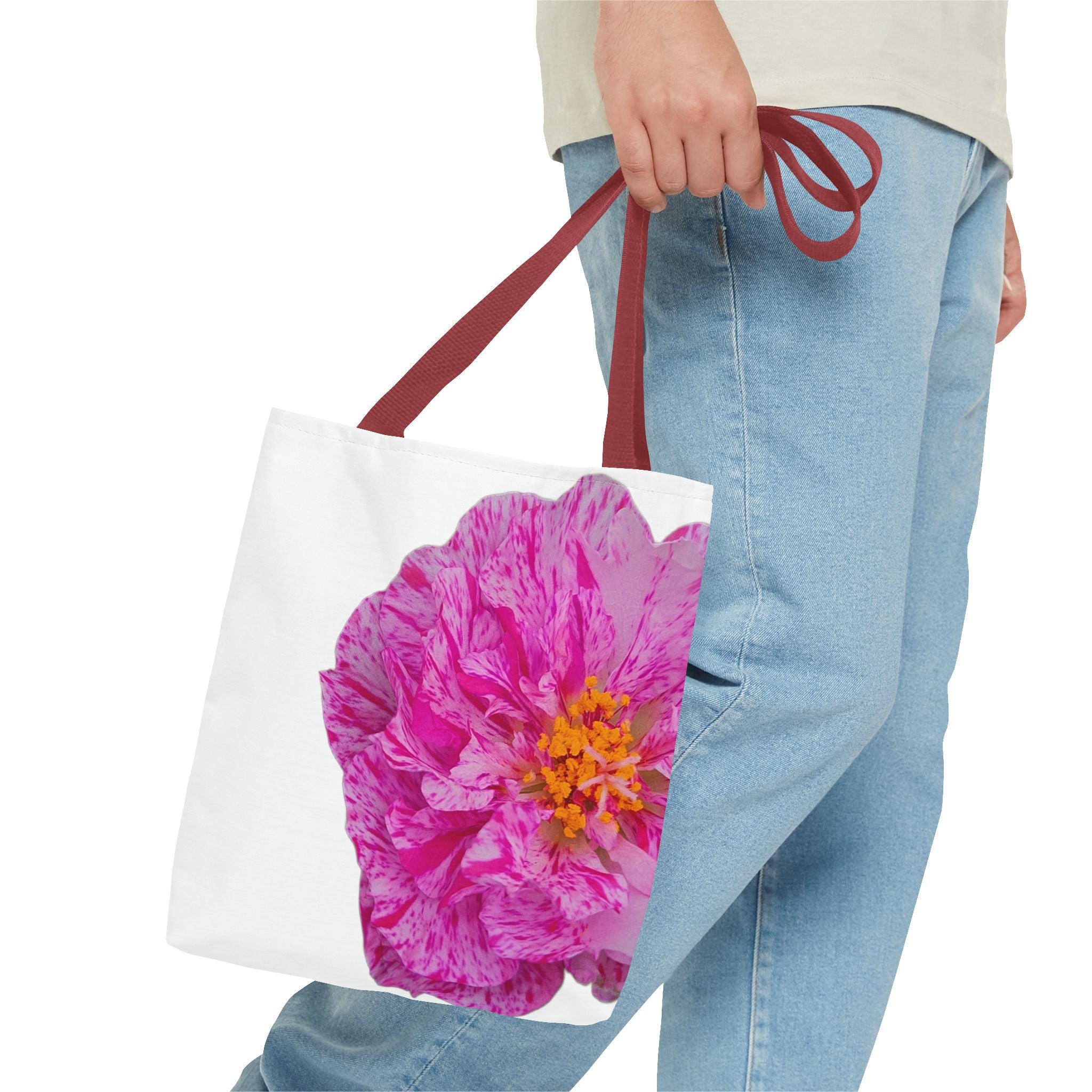 Pink Peony Floral Tote Bag — Bright Bloom All-Over Print