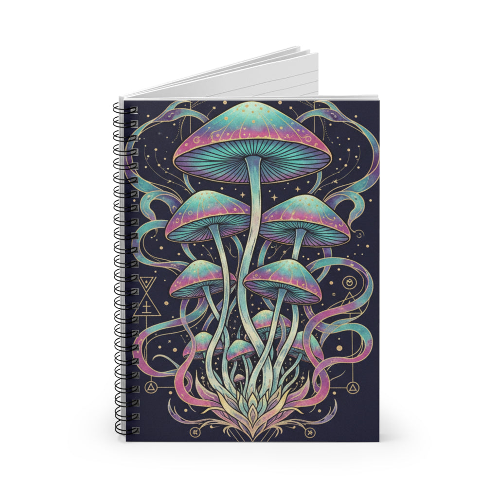 Psychedelic Mushroom Spiral Notebook — Ruled Lined Journal for Sketching & Notes