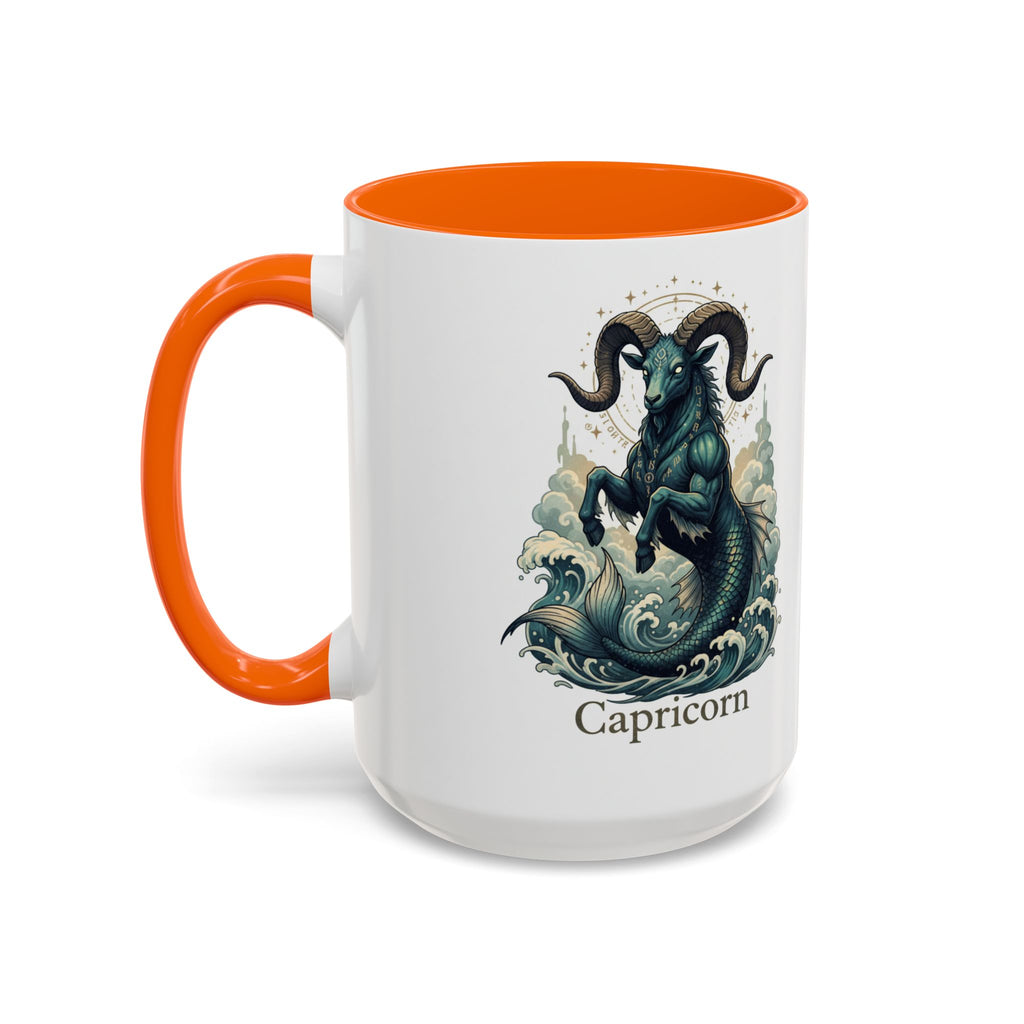 Capricorn Sea-Goat Accent Coffee Mug — Zodiac Astrology Ceramic Gift (11/15oz)