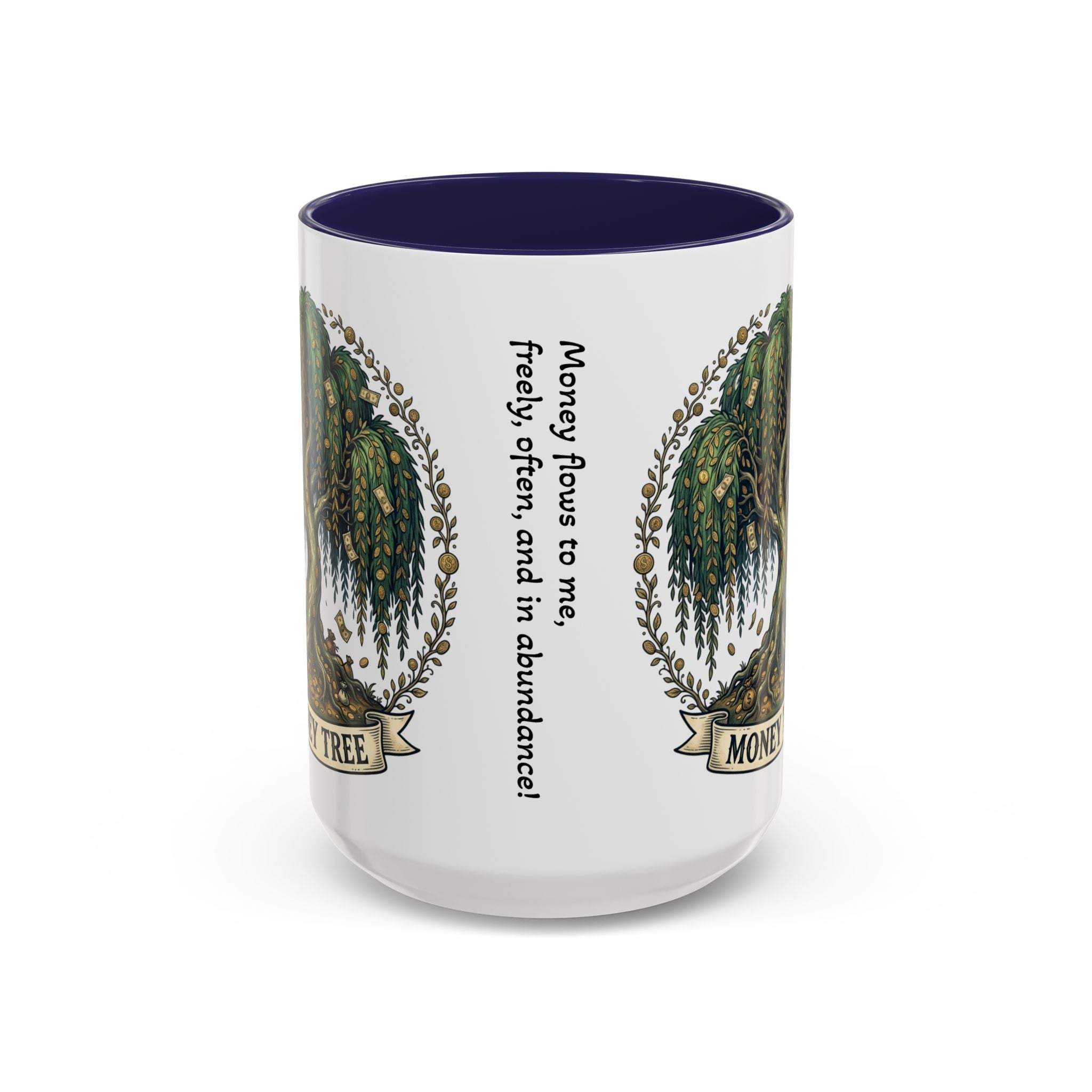 Money Tree Accent Coffee Mug — Inspirational 11/15oz Ceramic Mug with "Money Tree" Design