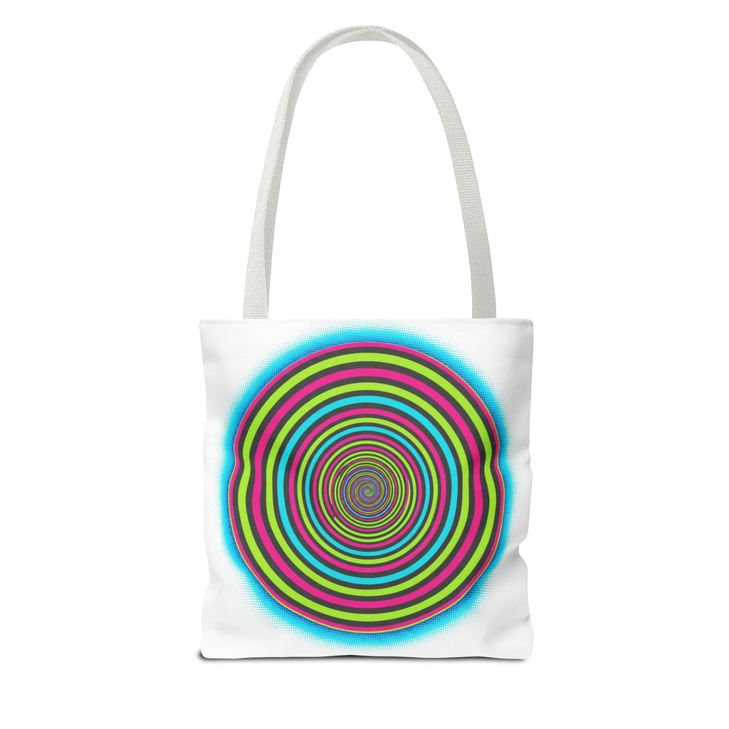 Psychedelic Spiral Tote Bag — Colorful Vortex All-Over Print Tote