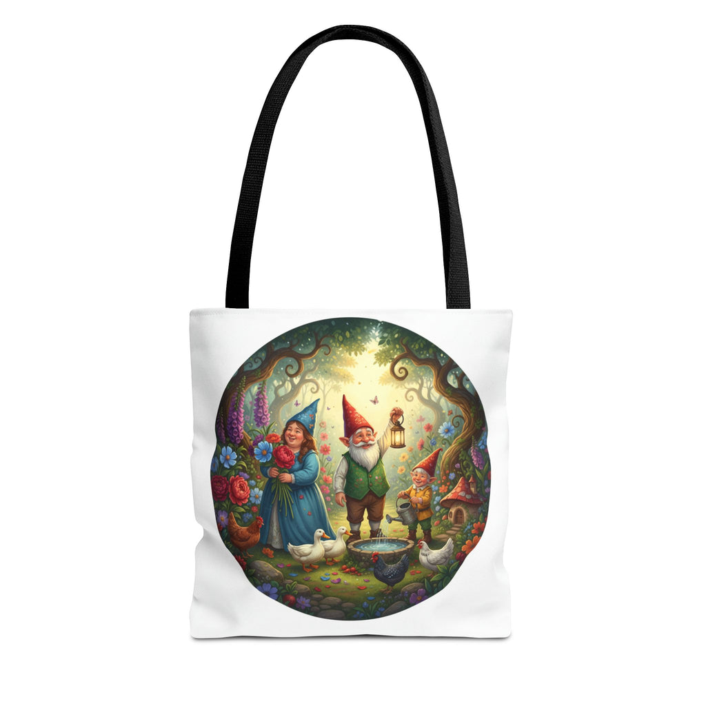 Gnome Garden Tote Bag — Whimsical Fairy Tale Circle Art